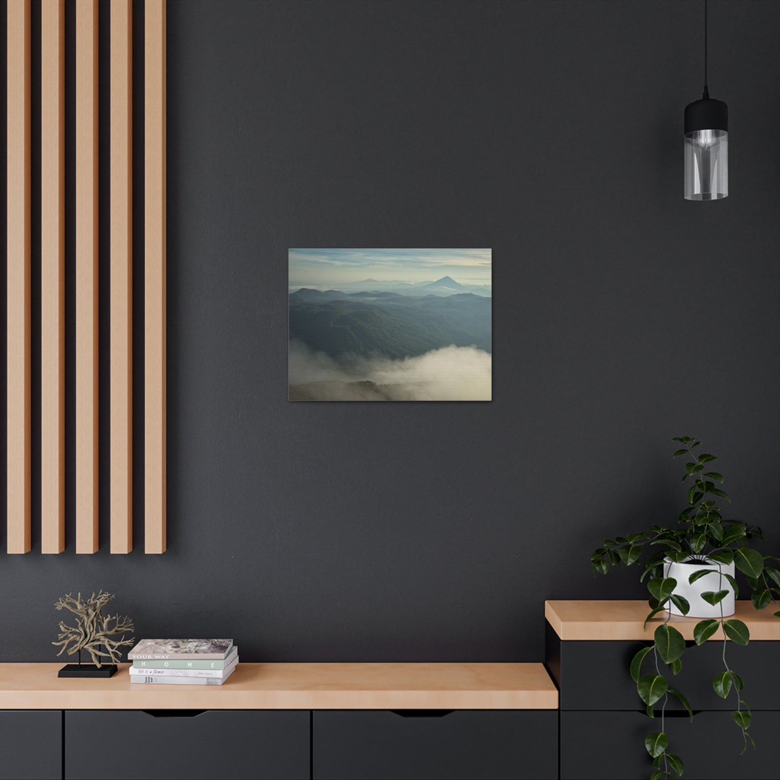Misty Mountains Green Forest Nature Wilderness Photography Canvas Wall Art for Home Decor Ready-to-Hang-Express Your Love Gifts