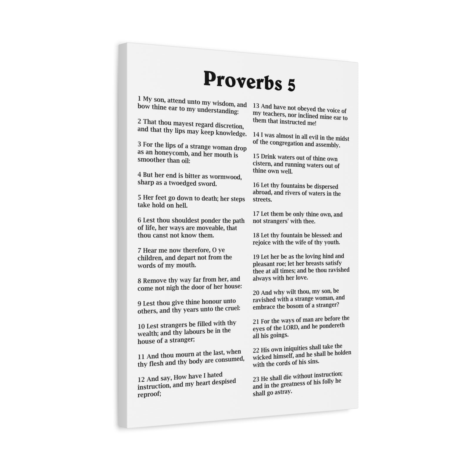 Scripture Walls Proverbs Chapter 5 White Bible Canvas Christian Wall Art Ready to Hang Unframed-Express Your Love Gifts
