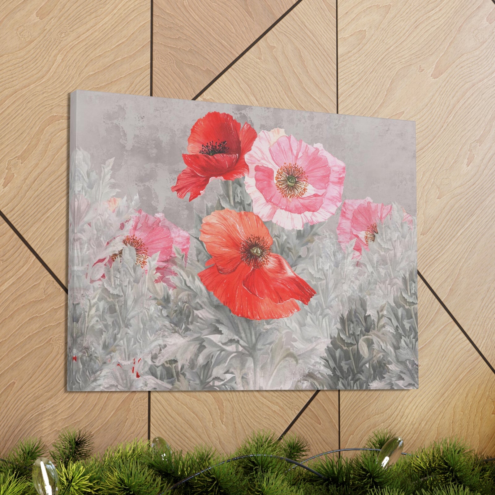 Poppies Flowers Illustration Flower Canvas Wall Art for Home Decor Ready-to-Hang-Express Your Love Gifts