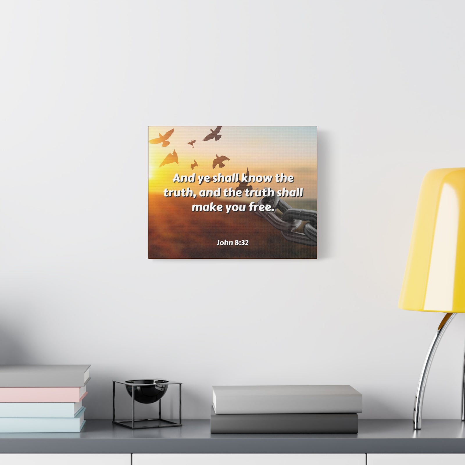 Scripture Canvas The Truth John 8:32 Christian Wall Art Bible Verse Print Ready to Hang-Express Your Love Gifts