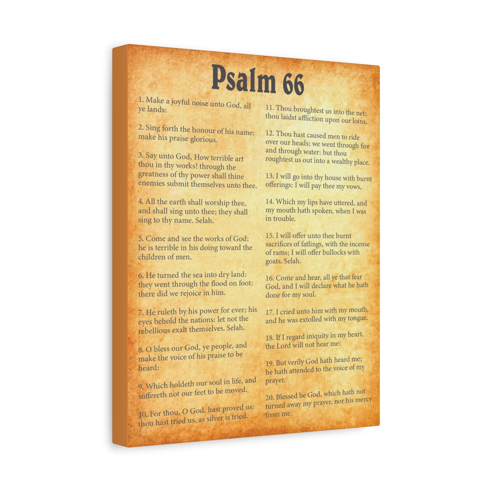 Scripture Walls Psalm 66 Gold Bible Chapter Canvas Christian Wall Art Ready to Hang-Express Your Love Gifts