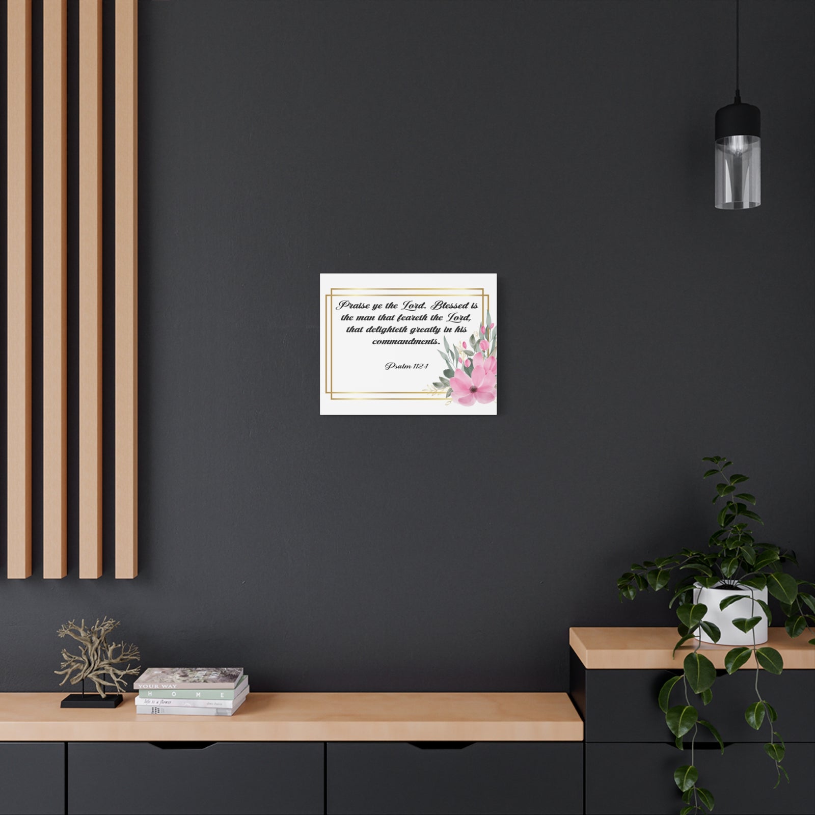 Bible Verse Canvas Praise Ye The Lord Psalm 112:1 Christian Home Décor Wall Art Scripture Ready to Hang Faith Print-Express Your Love Gifts