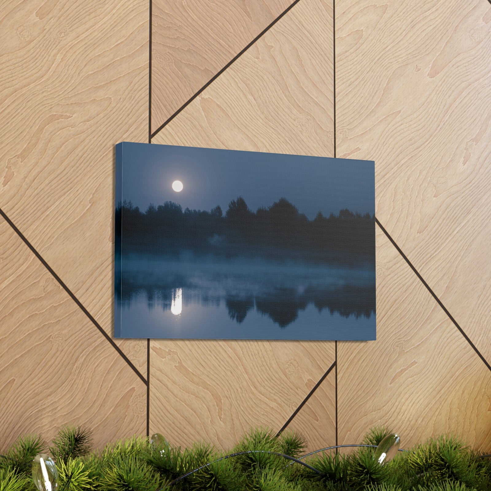 Misty Mountain Reflections Nature Wilderness Photography Canvas Wall Art for Home Decor Ready-to-Hang-Express Your Love Gifts