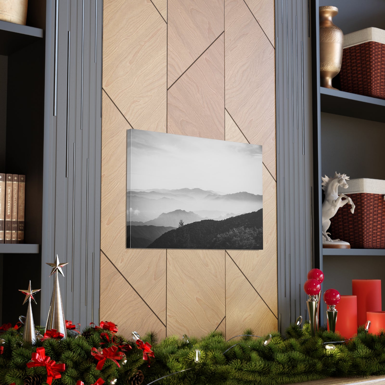 Misty Mountains Forest Nature Wilderness Photography Canvas Wall Art for Home Decor Ready-to-Hang-Express Your Love Gifts