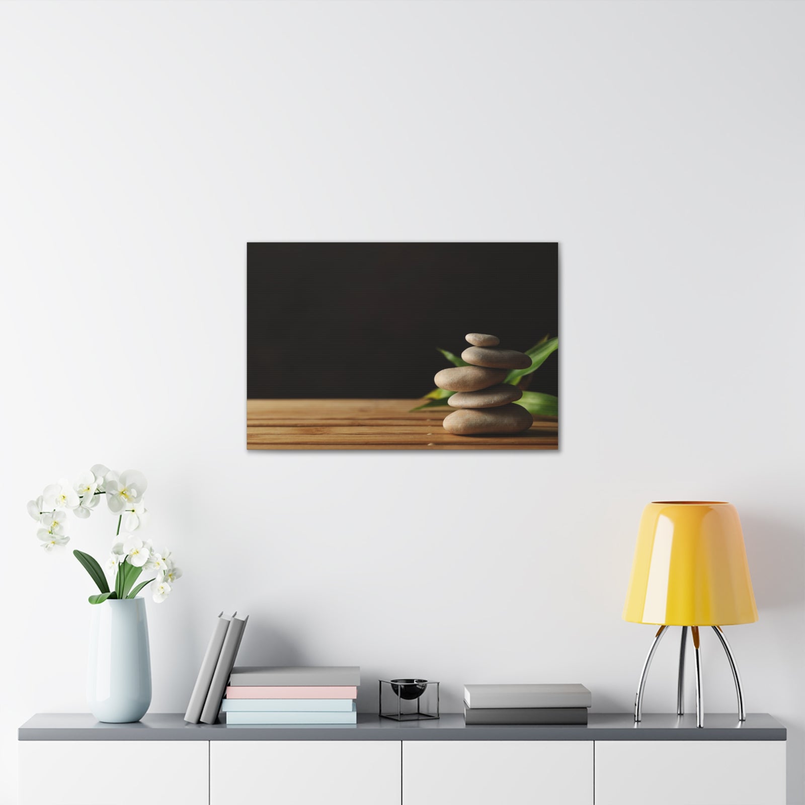 Stones Bamboo Background Forest Floral Nature Photography Canvas Wall Art for Home Decor Ready-to-Hang-Express Your Love Gifts