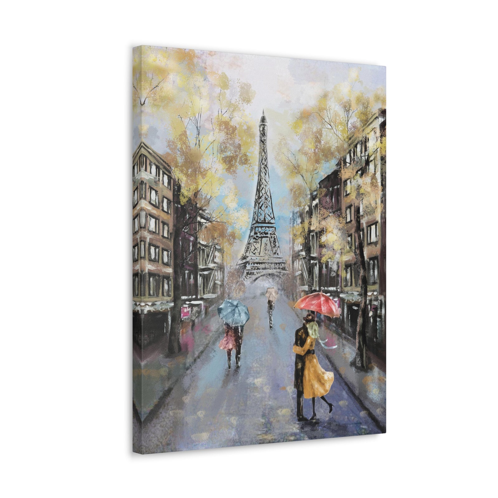 Eiffel Tower Romantic French Couple France Canvas Artwork High-Quality Breathtaking French City for Home Decor Ready to Hang-Express Your Love Gifts