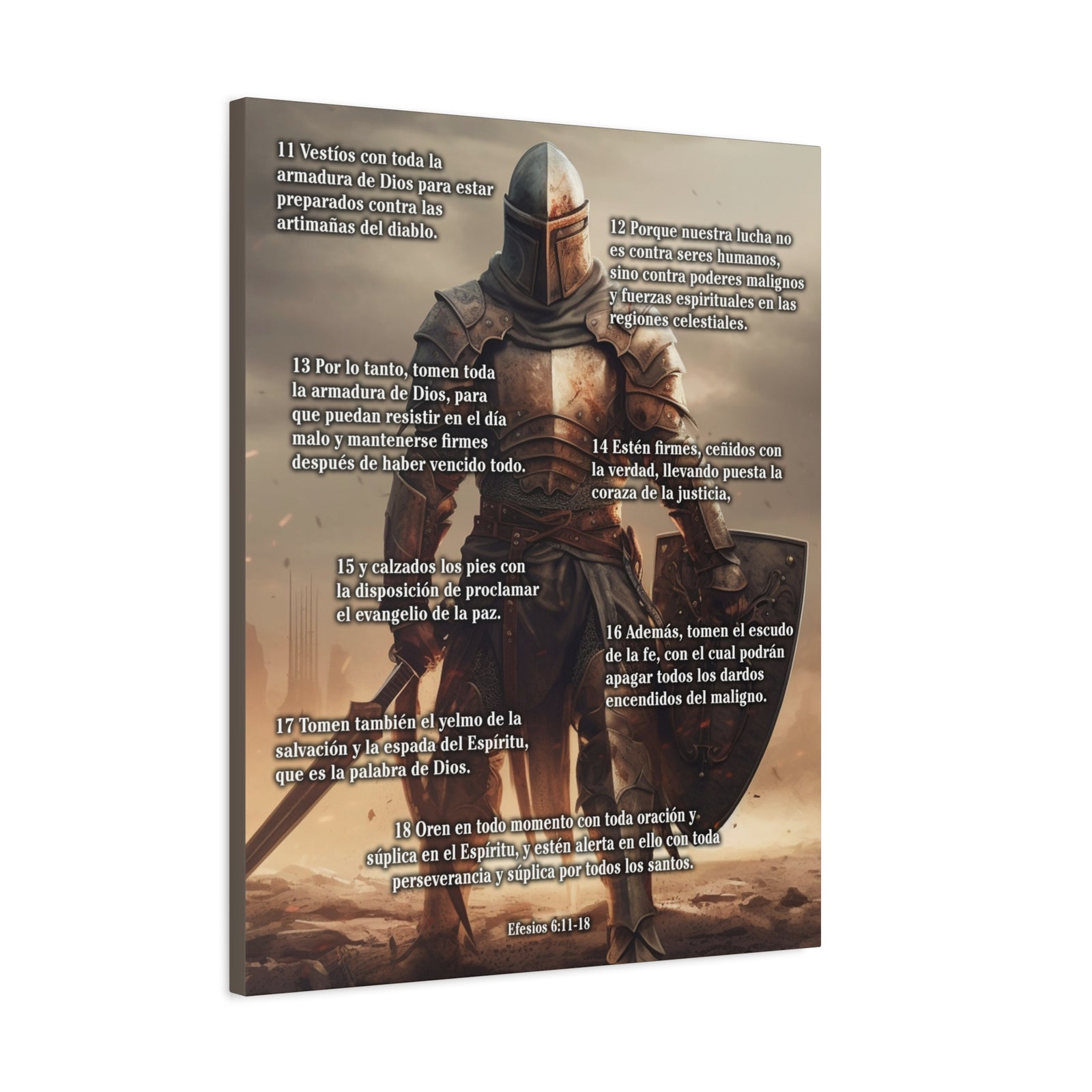Scripture Walls Armour Of God Ephesians 6:11-18 Standing Warrior Spanish Christian Wall Art Print Ready to Hang Unframed-Express Your Love Gifts