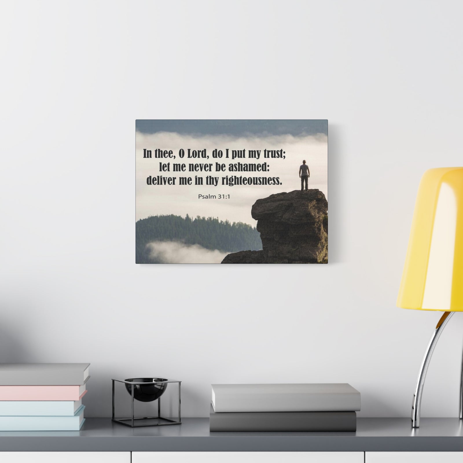 Scripture Canvas Never Be Ashamed Psalm 31:1 Christian Wall Art Bible Verse Print Ready to Hang-Express Your Love Gifts
