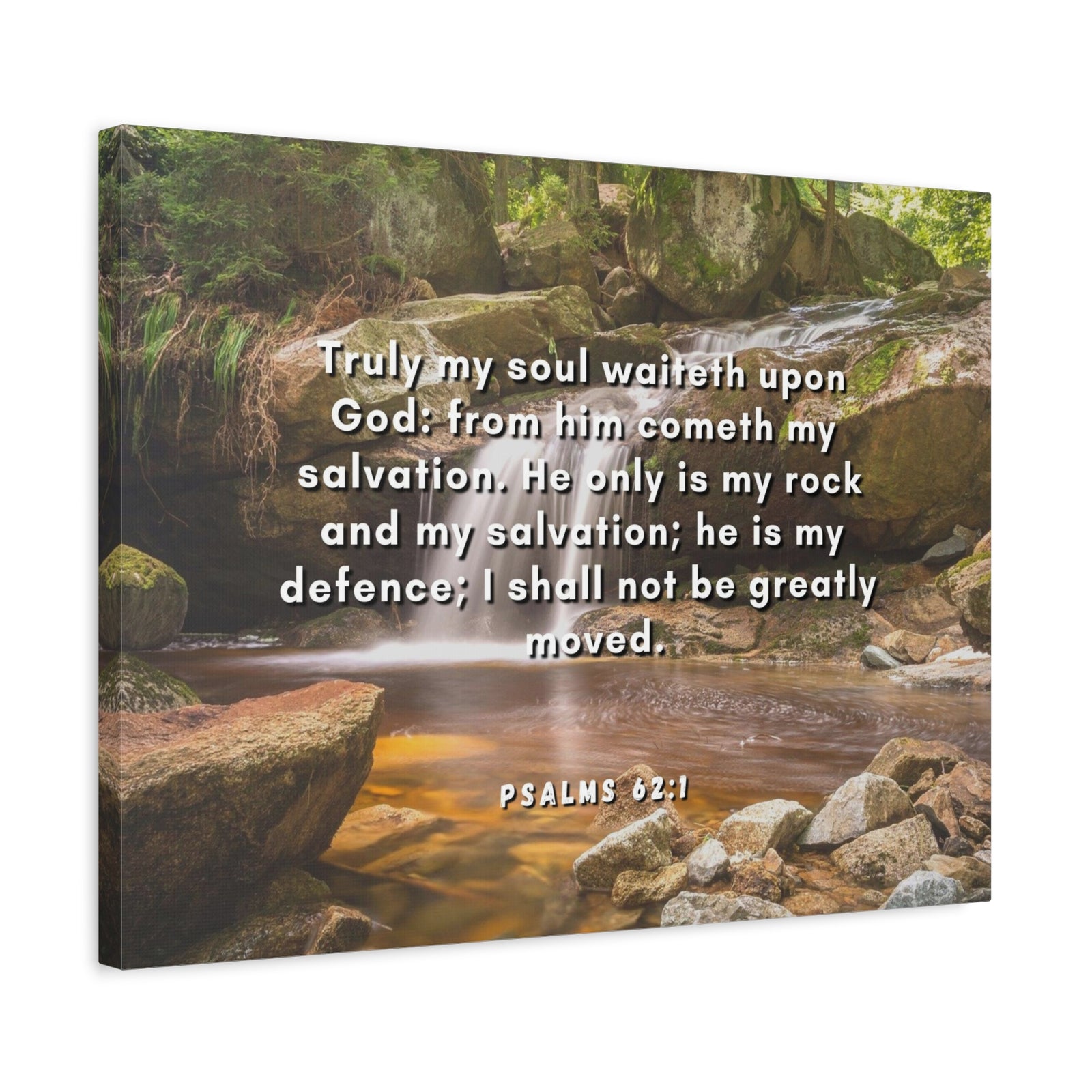 Scripture Canvas My Salvation Psalm 62:1 Christian Wall Art Bible Verse Print Ready to Hang-Express Your Love Gifts