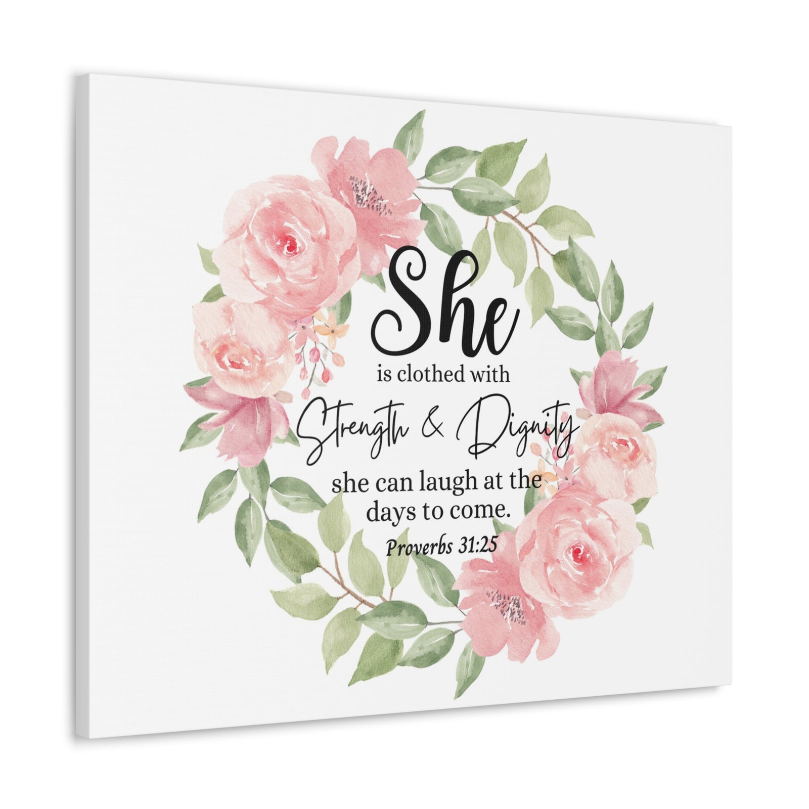 Scripture Walls Proverbs 31:25 She Has Strength and Dignity Bible Verse Canvas Christian Wall Art Ready to Hang Unframed-Express Your Love Gifts