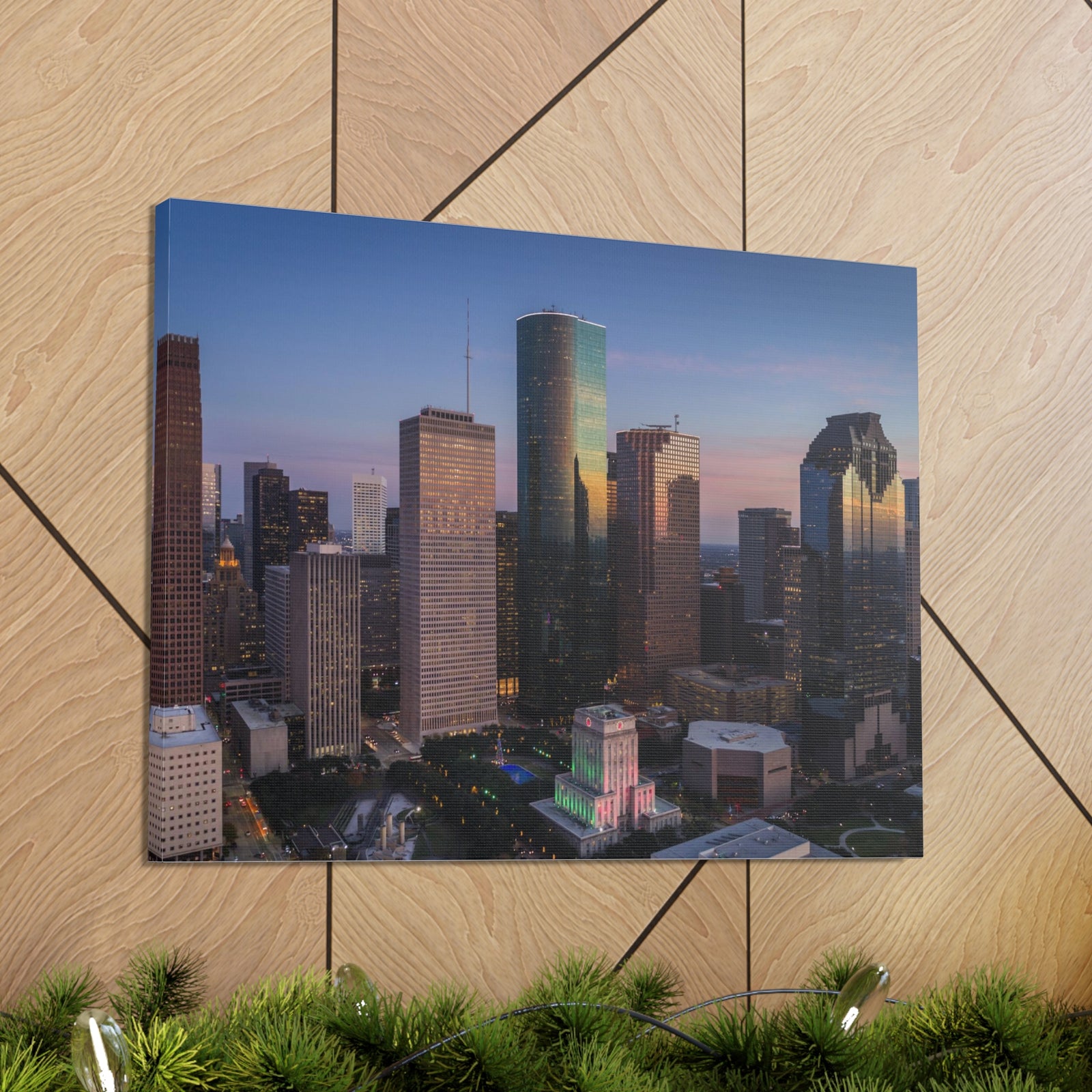 Houston Night Skyline Canvas Artwork High-Quality Breathtaking Stunning Cityscape for Home Decor Ready to Hang-Express Your Love Gifts