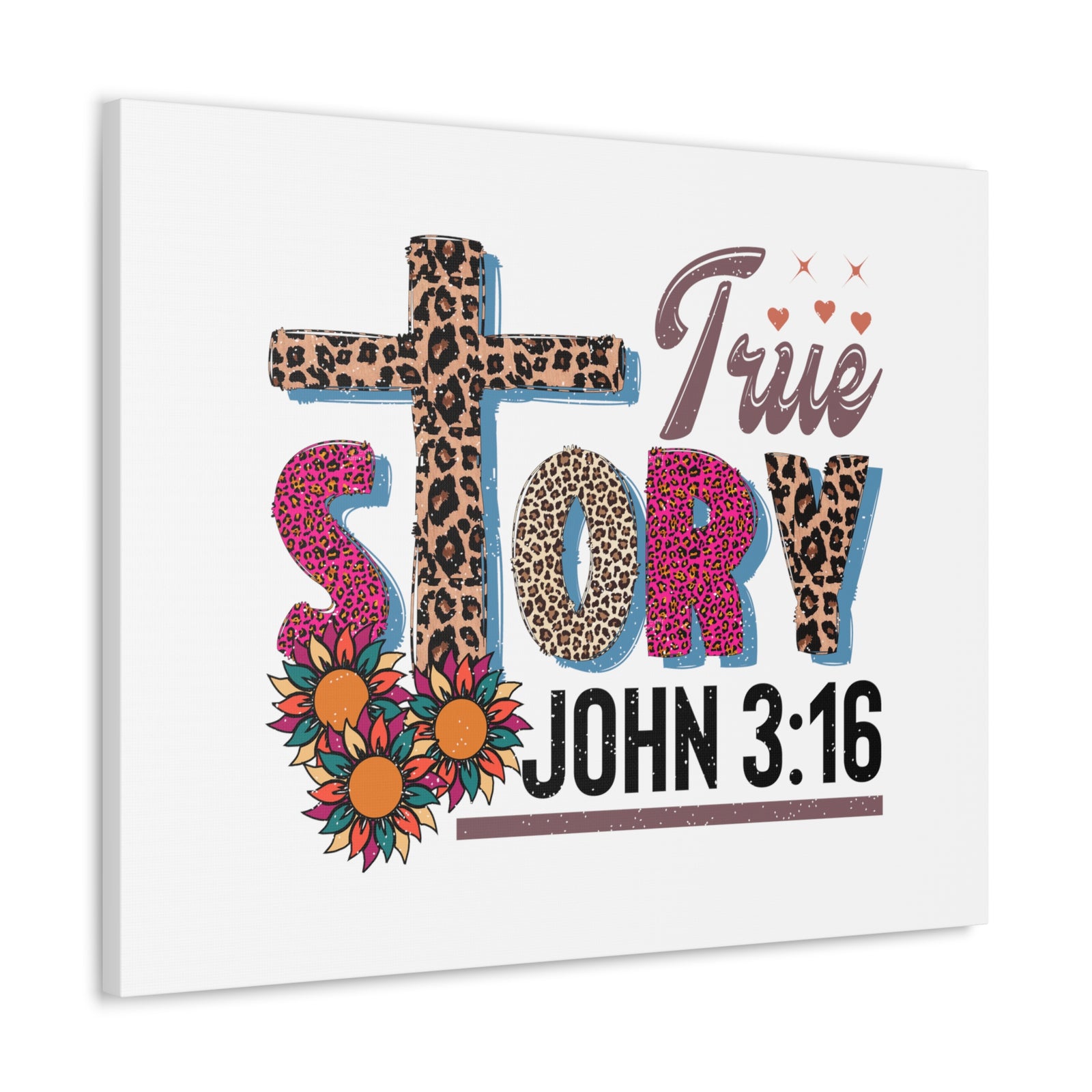 Scripture Walls John 3:16 True Story Bible Verse Canvas Christian Wall Art Ready to Hang Unframed-Express Your Love Gifts