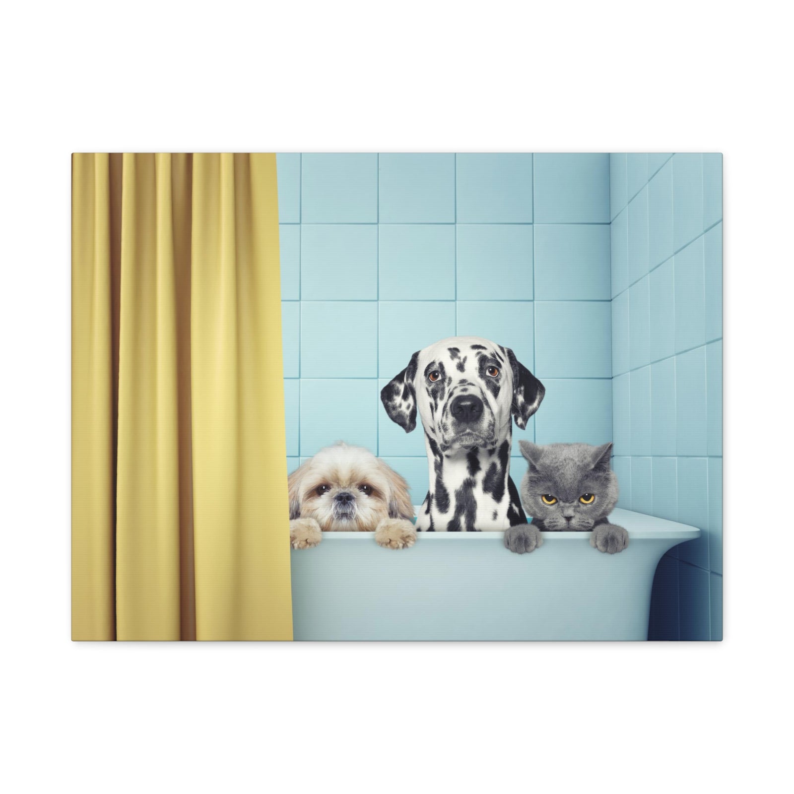 Cute Two Dogs and Cat Canvas Wall Art for Home Decor Ready-to-Hang-Express Your Love Gifts