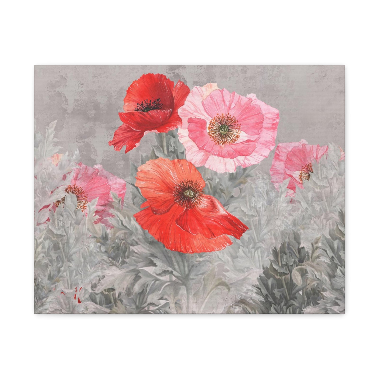Poppies Flowers Illustration Flower Canvas Wall Art for Home Decor Ready-to-Hang-Express Your Love Gifts