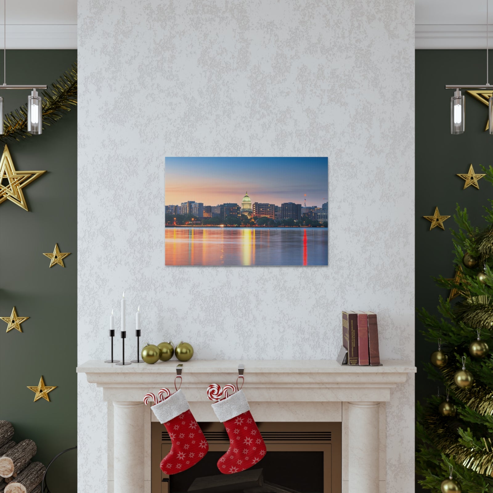 Madison Night Skyline Canvas Artwork High-Quality Breathtaking Stunning Cityscape for Home Decor Ready to Hang-Express Your Love Gifts