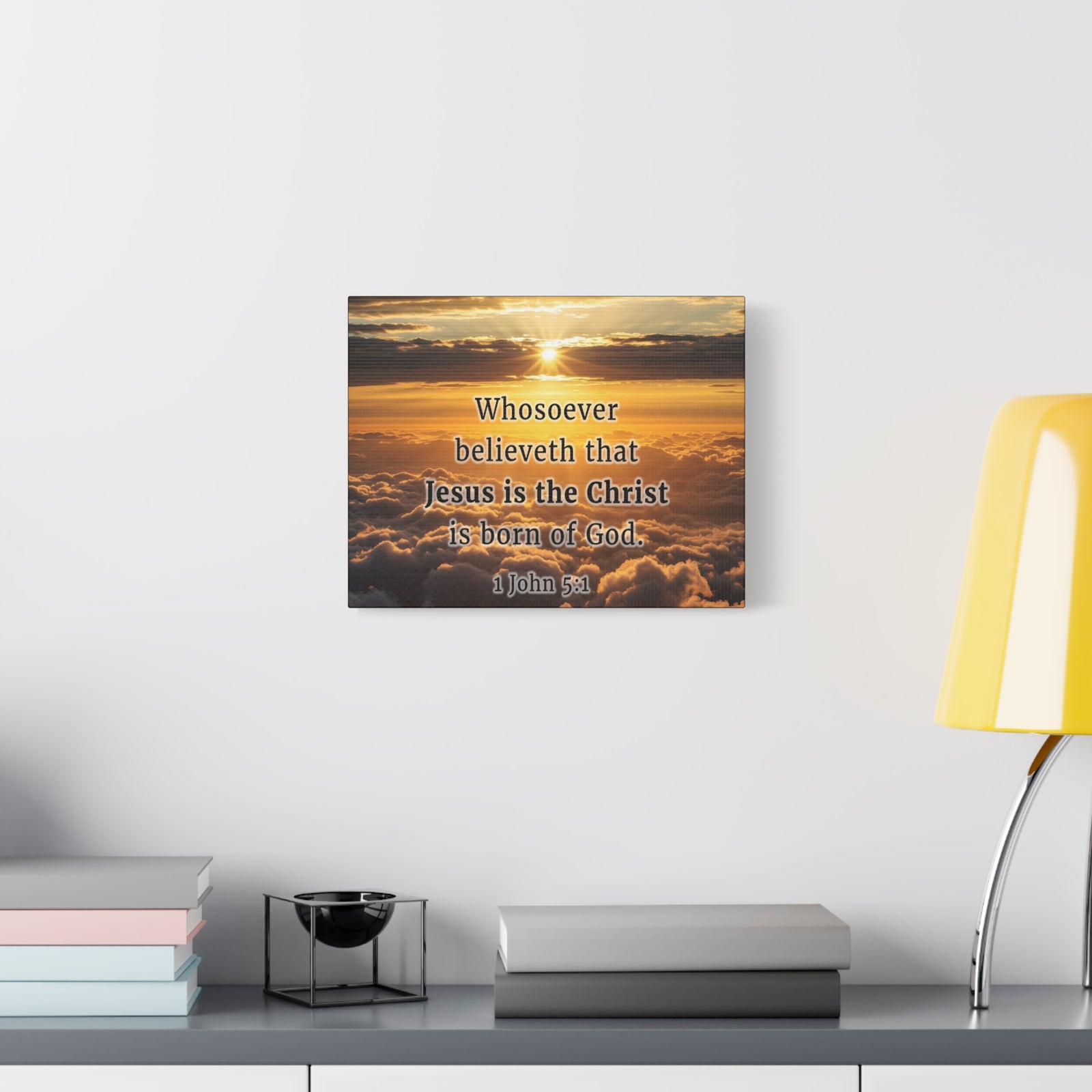 Scripture Walls 1 John 5:1 Born of God Sun Bible Verse Canvas Christian Wall Art Ready to Hang Unframed-Express Your Love Gifts