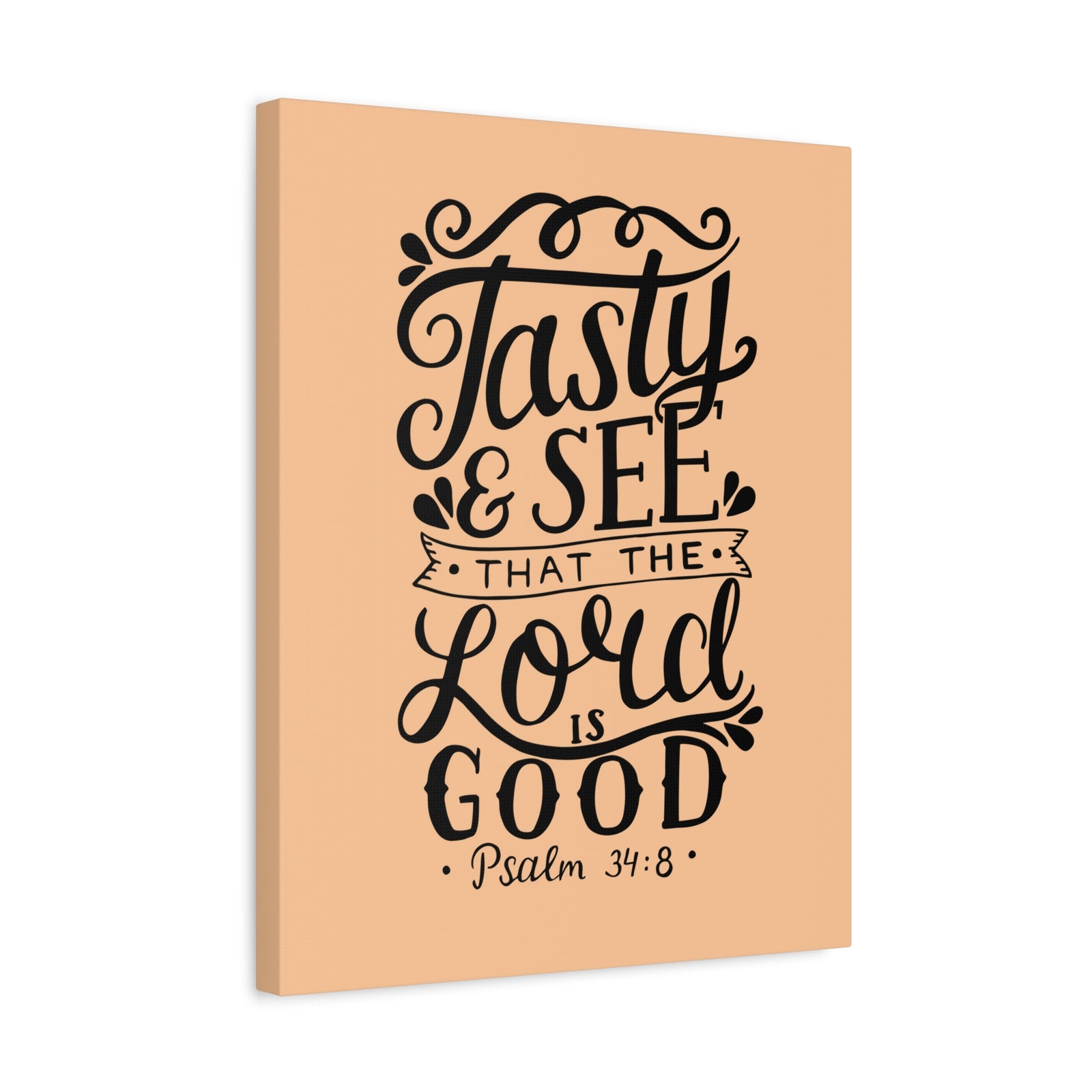 Scripture Canvas Tasty And See That Psalm 34:8 Christian Wall Art Bible Verse Print Ready To Hang-Express Your Love Gifts