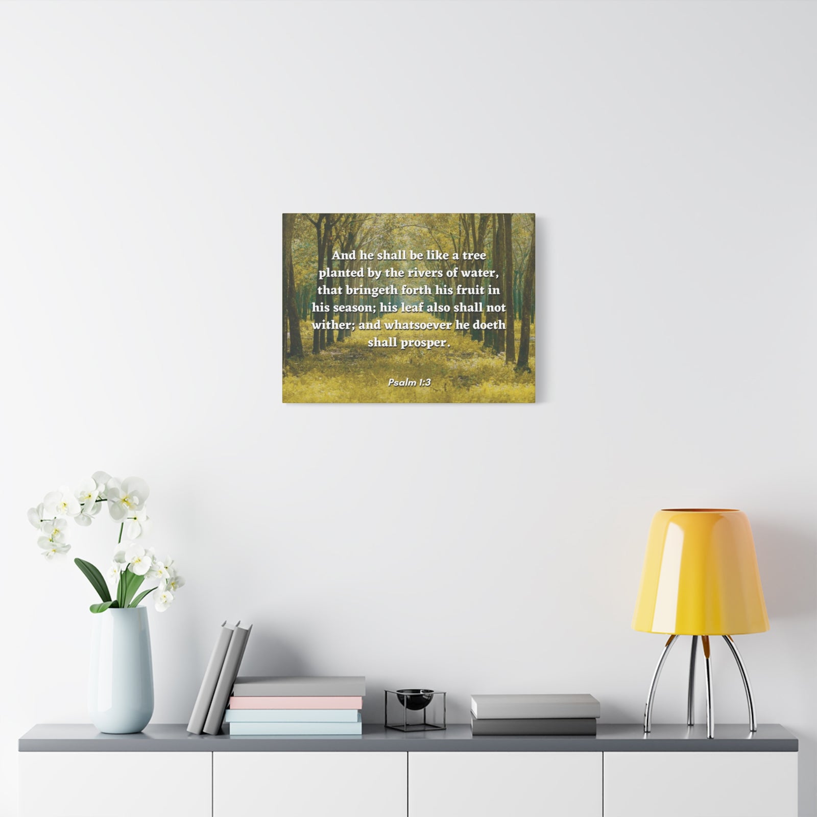 Scripture Canvas Shall Prosper Psalms 1:3 Christian Wall Art Bible Verse Print Ready to Hang-Express Your Love Gifts