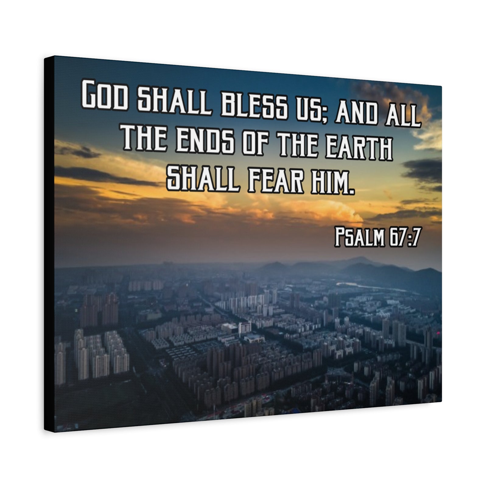 Bible Verse Canvas God Shall Bless Us Psalm 67:7 Christian Home Décor Wall Art Scripture Ready to Hang Faith Print-Express Your Love Gifts
