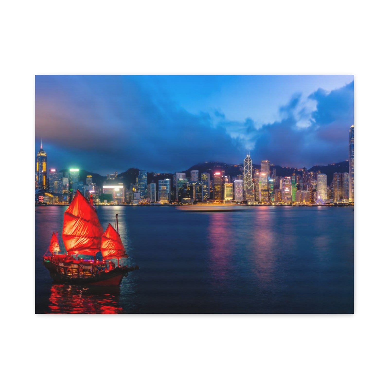 Hong Kong Night Skyline Canvas Artwork High-Quality Breathtaking Stunning Cityscape for Home Decor Ready to Hang-Express Your Love Gifts