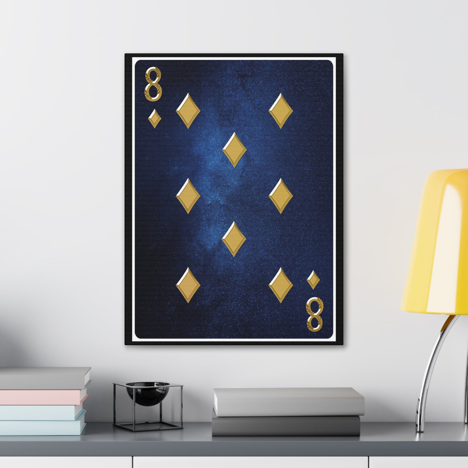 Eight Of Diamonds Space Background Playing Card Canvas Wall Art for Home Decor Ready-to-Hang-Express Your Love Gifts