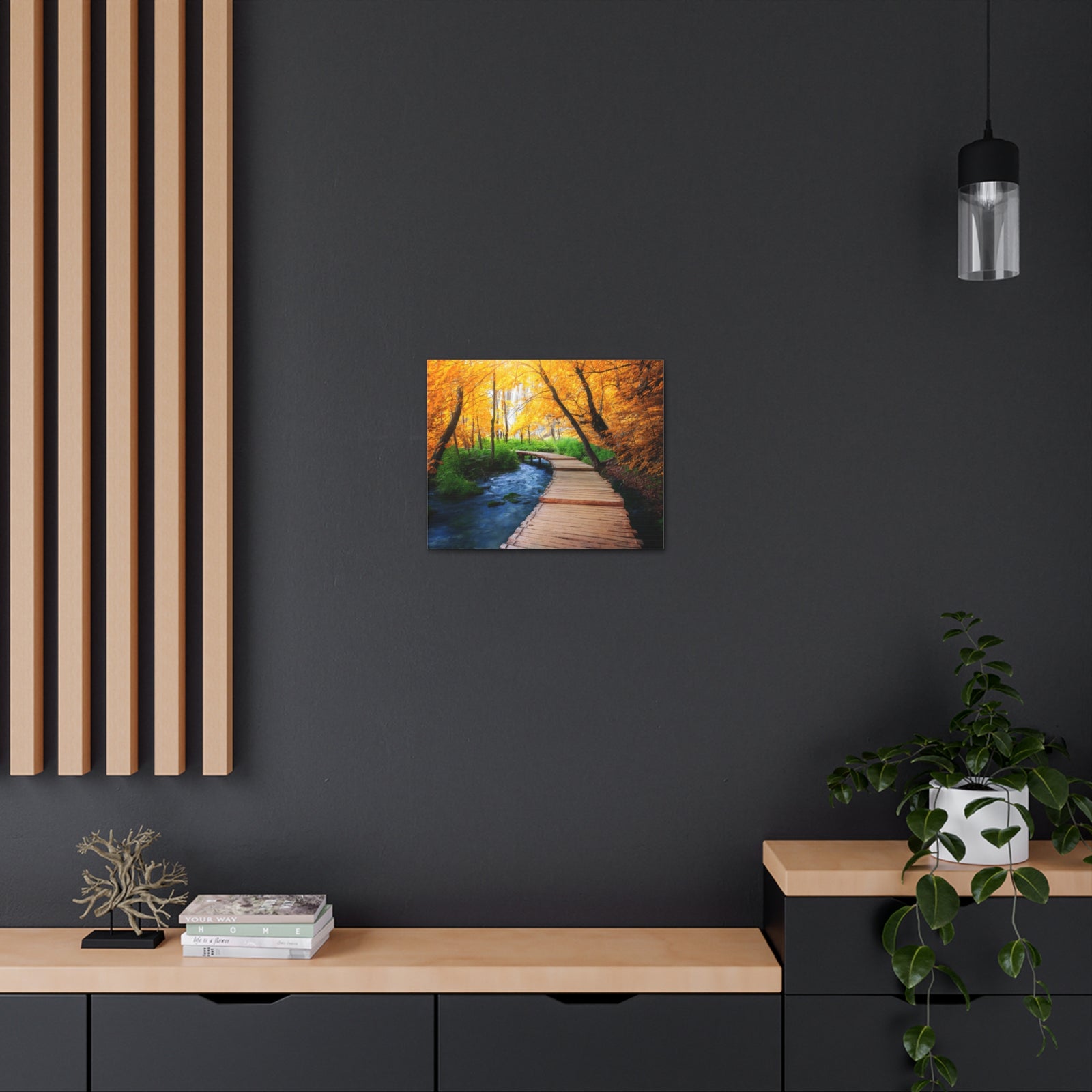 Path Autumn Orange Tree Nature Wilderness Photography Canvas Wall Art for Home Decor Ready-to-Hang-Express Your Love Gifts