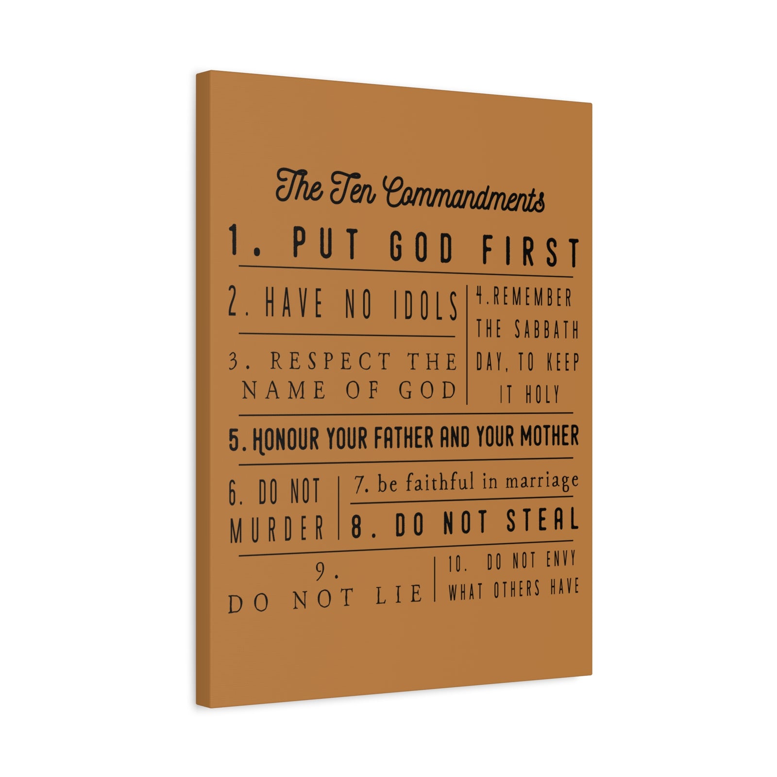 Scripture Canvas Ten Commandments Exodus 20:2–17 Christian Wall Art Print Ready to Hang-Express Your Love Gifts