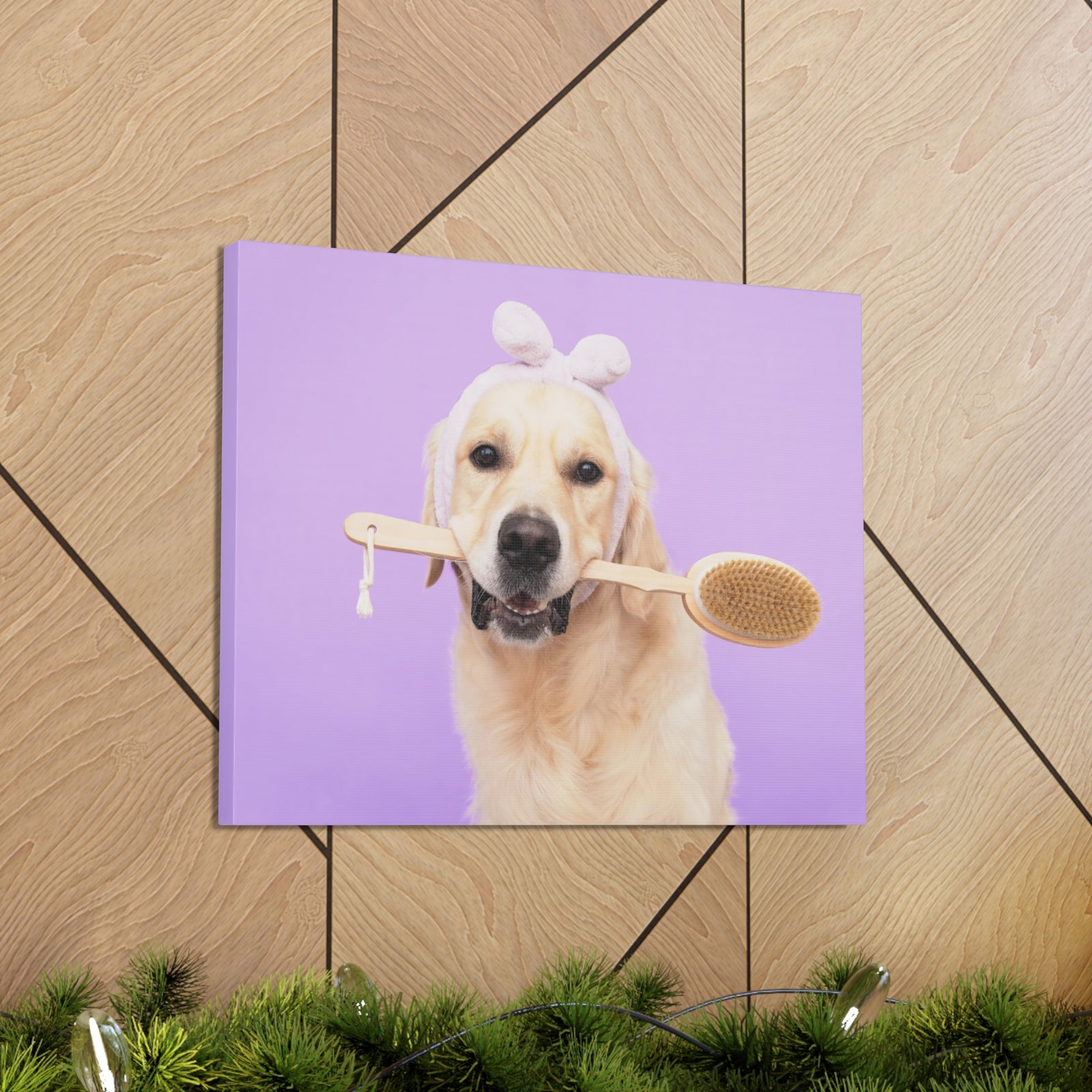 Funny Golden Retriever Bathee Canvas Wall Art for Home Decor Ready-to-Hang-Express Your Love Gifts