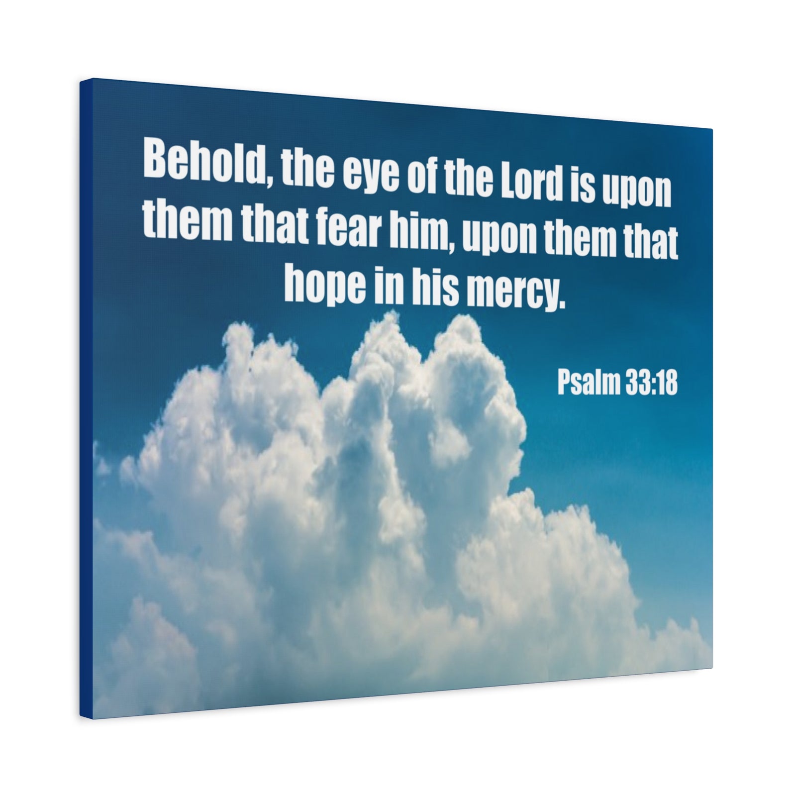 Bible Verse Canvas Hope in His Mercy Psalm 33:18 Christian Home Décor Wall Art Scripture Ready to Hang Faith Print-Express Your Love Gifts