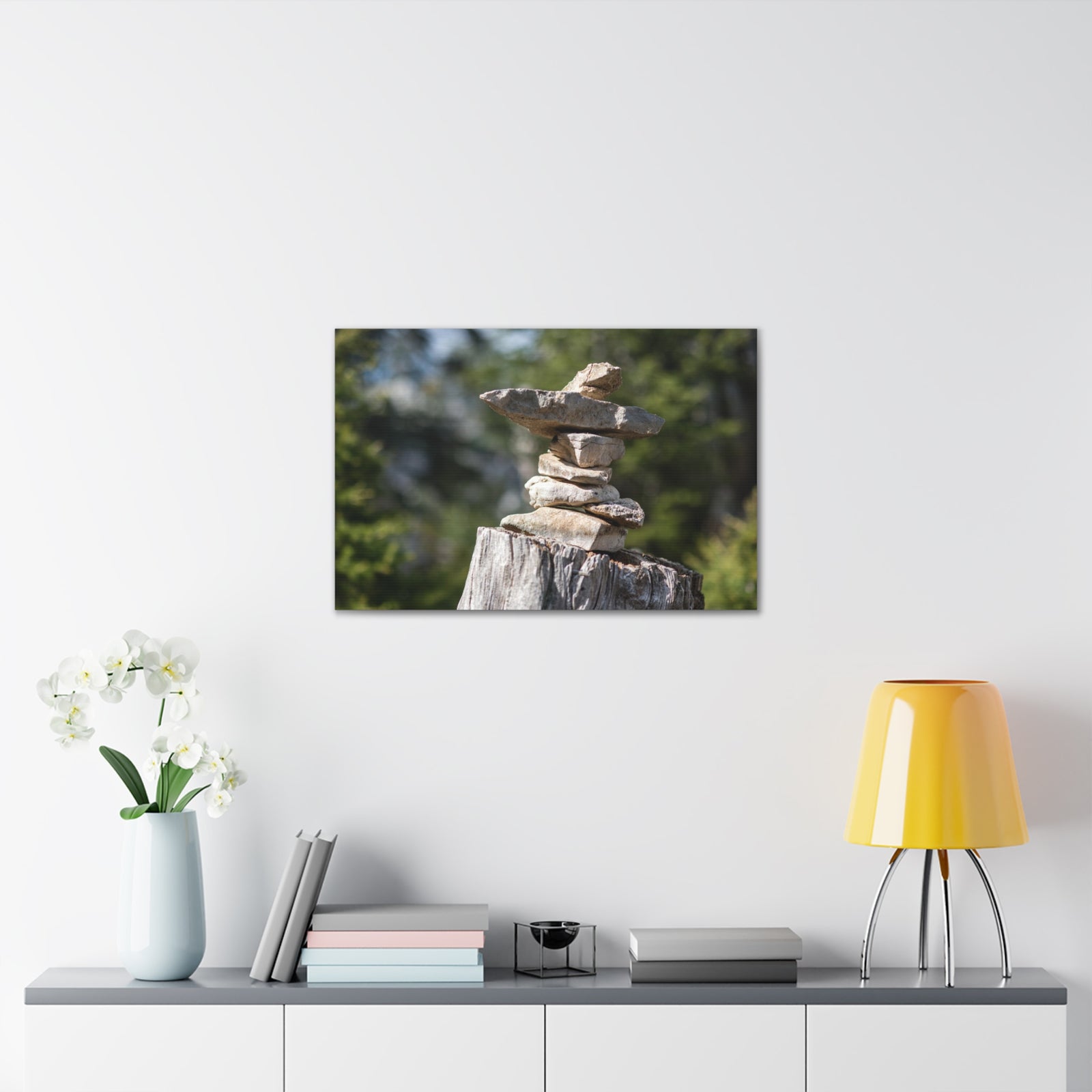 Stones Trail as Marker Forest Floral Nature Photography Canvas Wall Art for Home Decor Ready-to-Hang-Express Your Love Gifts