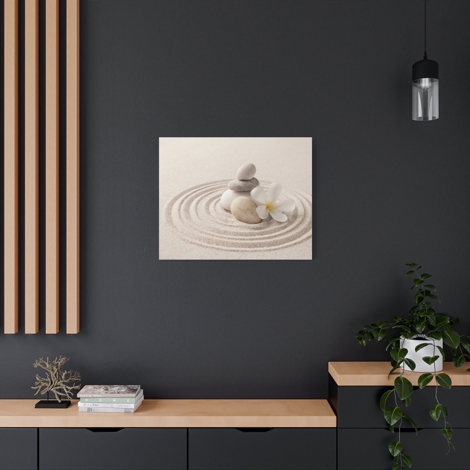 Stacked Zen Stones Forest Floral Nature Photography Canvas Wall Art for Home Decor Ready-to-Hang-Express Your Love Gifts
