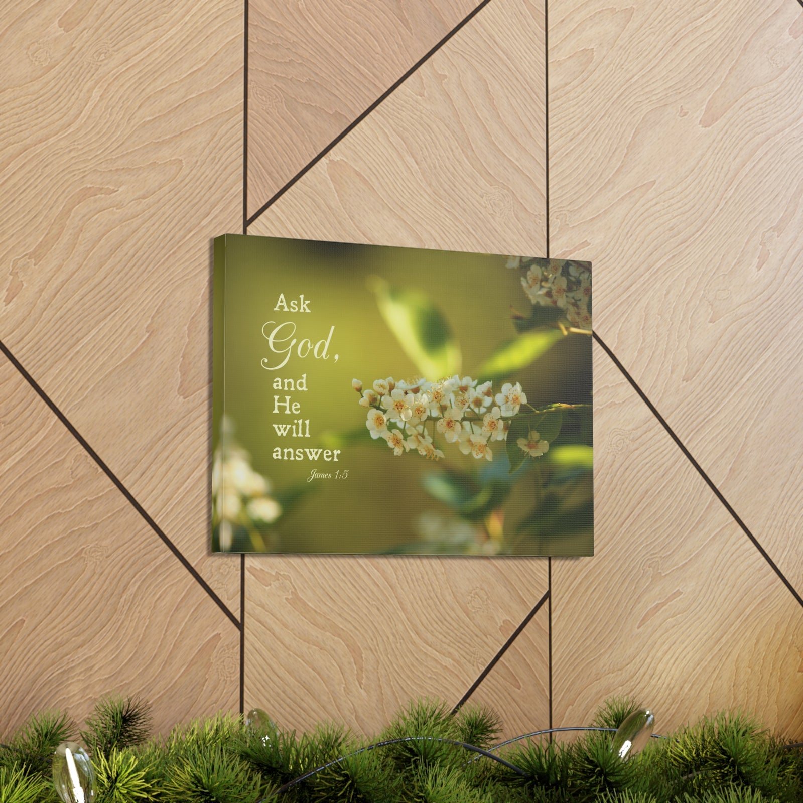 Scripture Canvas He Will Answer James 1:5 Christian Wall Art Bible Verse Print Ready to Hang-Express Your Love Gifts