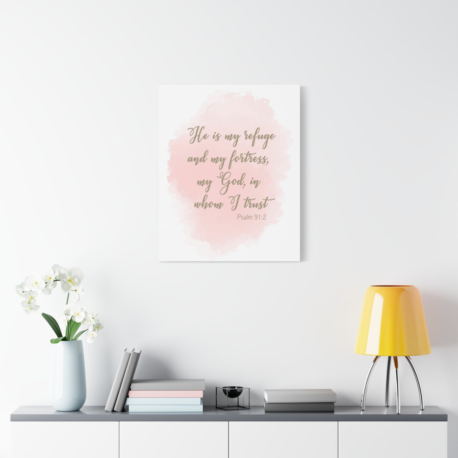 Scripture Canvas He Is My Refuge And My Fortress Psalm 91:2 Christian Wall Art Bible Verse Print Ready to Hang-Express Your Love Gifts