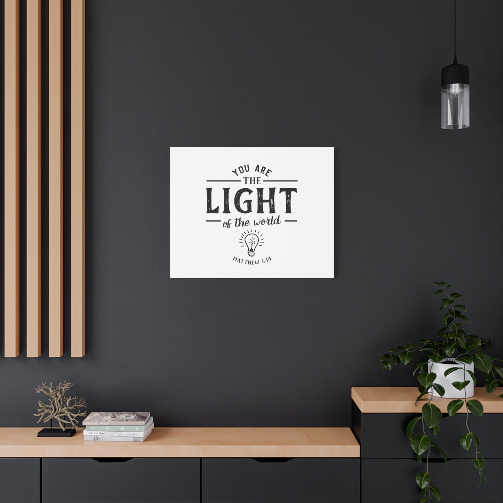 Scripture Canvas The Light Matthew 5:14 Christian Wall Art Bible Verse Print Ready to Hang-Express Your Love Gifts