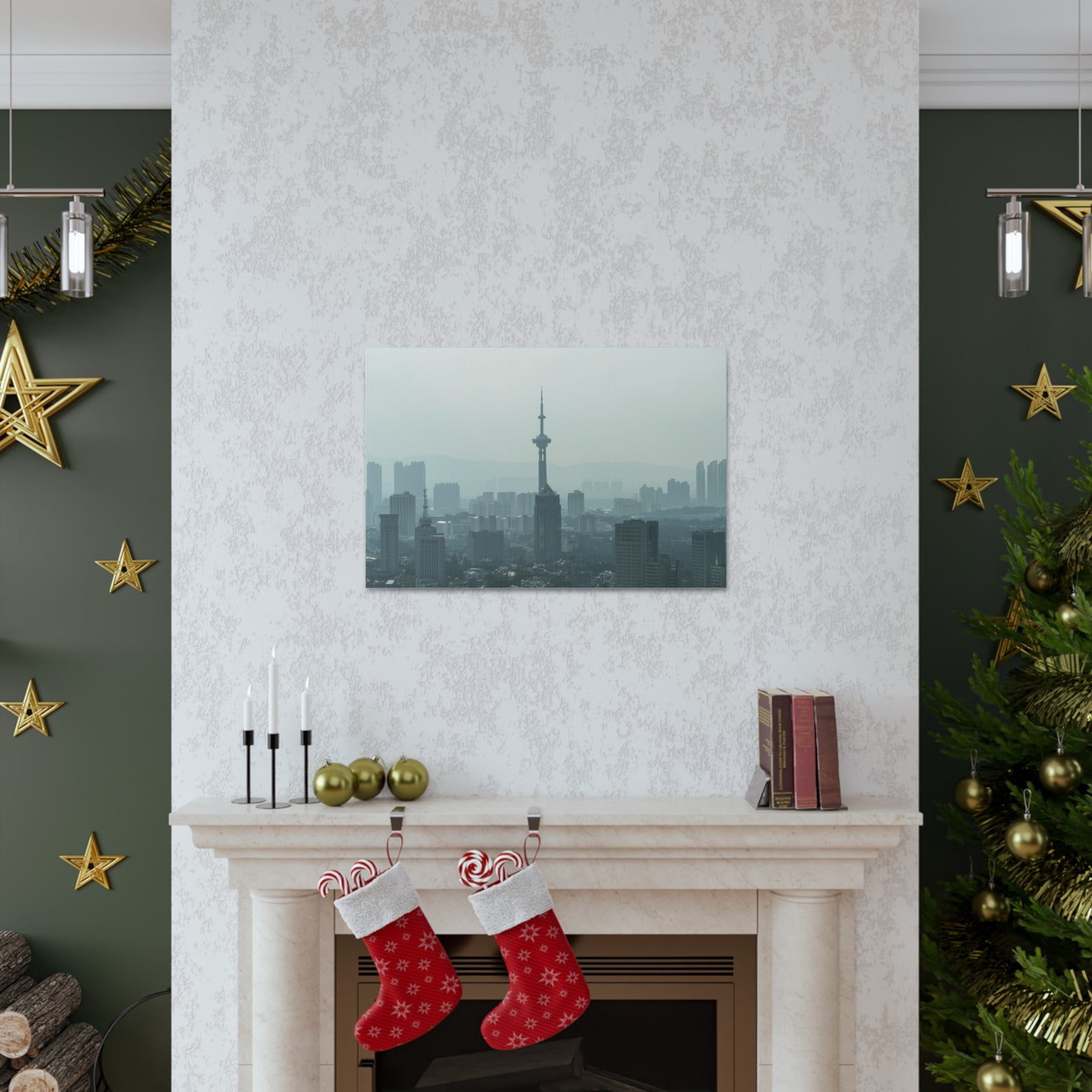Shanghai Black And White Skyline Canvas Artwork High-Quality Breathtaking Stunning Cityscape for Home Decor Ready to Hang-Express Your Love Gifts