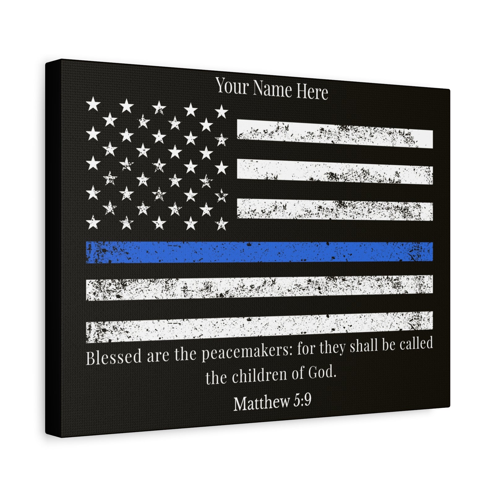 Scripture Walls Personalized Matthew 5:9 Police Officer Badge Bible Canvas Christian Wall Art Ready to Hang Unframed-Express Your Love Gifts