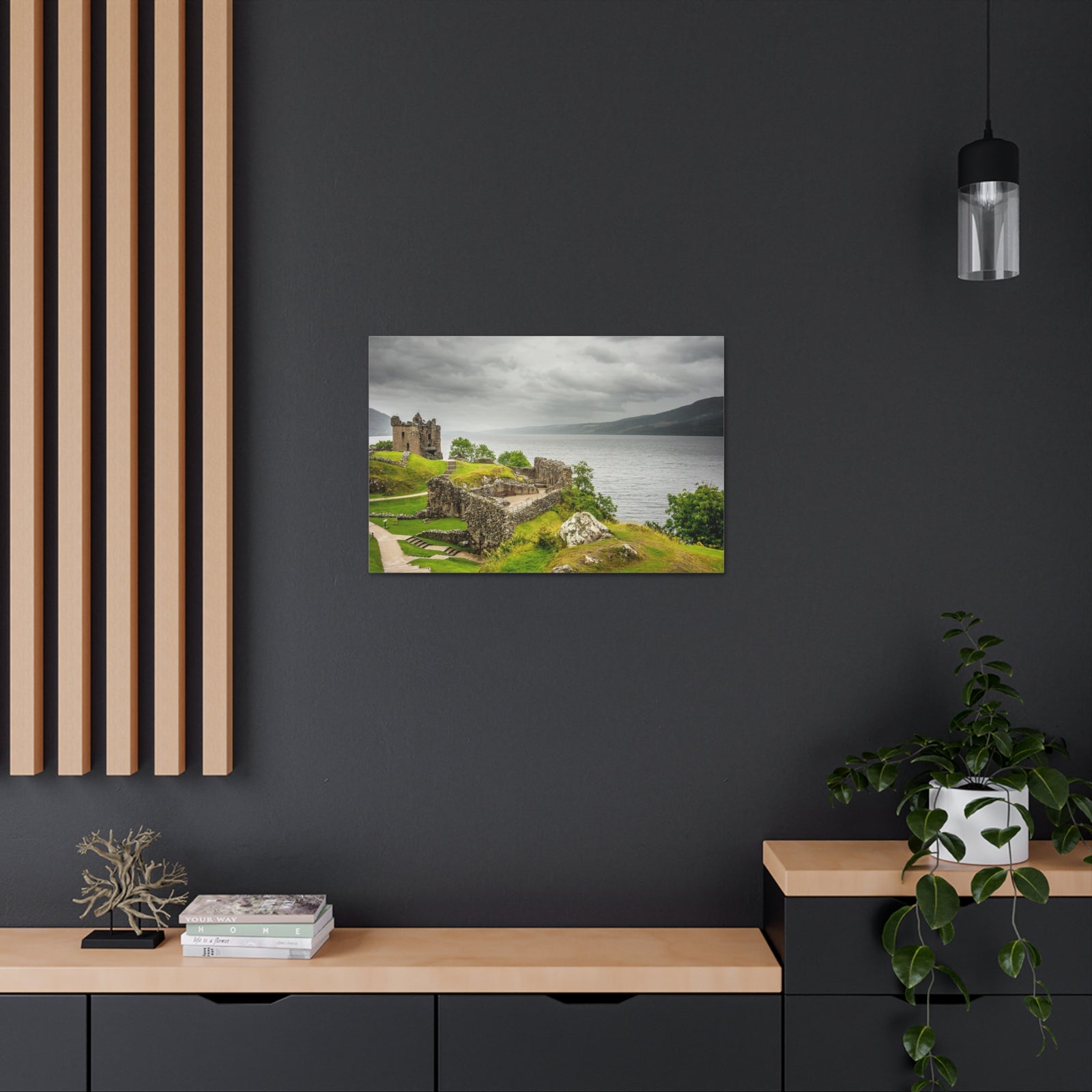 Loch Ness Scotland Modern Ruins of Urquhart Castle Multicolor Scenic Nature Photography Canvas Home Office Decor Ready to Hang-Express Your Love Gifts