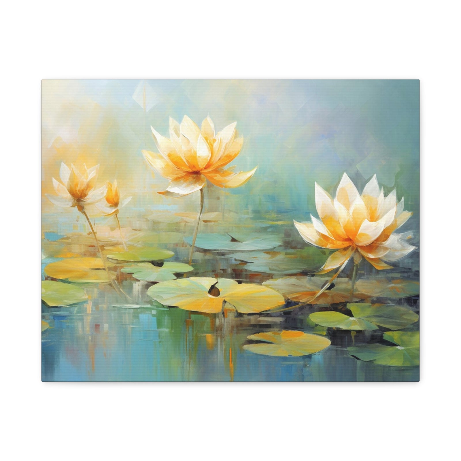 Hand-painted Lotus Flower Canvas Wall Art for Home Decor Ready-to-Hang-Express Your Love Gifts