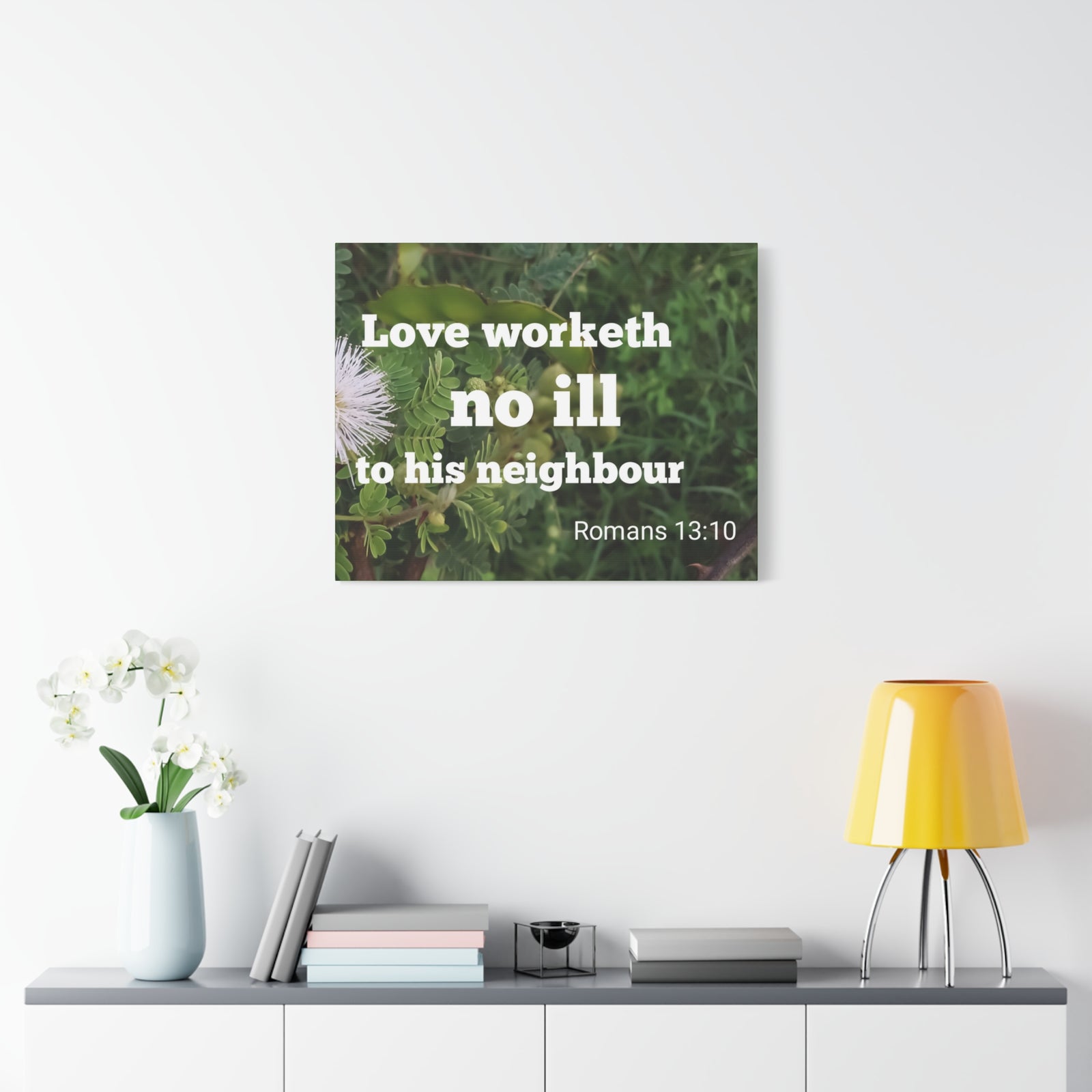 Scripture Canvas Neighbor Romans 13:10 Christian Wall Art Bible Verse Print Ready to Hang-Express Your Love Gifts