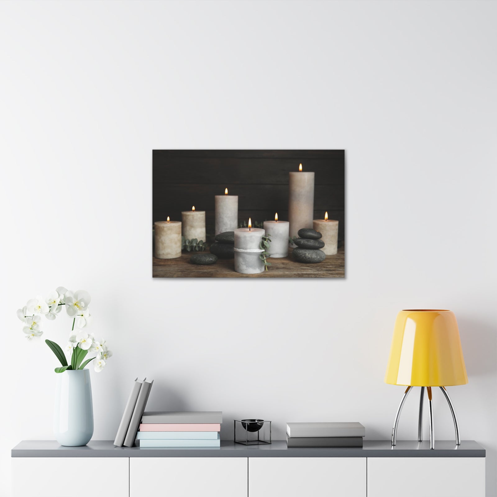 Composition with Burning Candles Forest Floral Nature Photography Canvas Wall Art for Home Decor Ready-to-Hang-Express Your Love Gifts