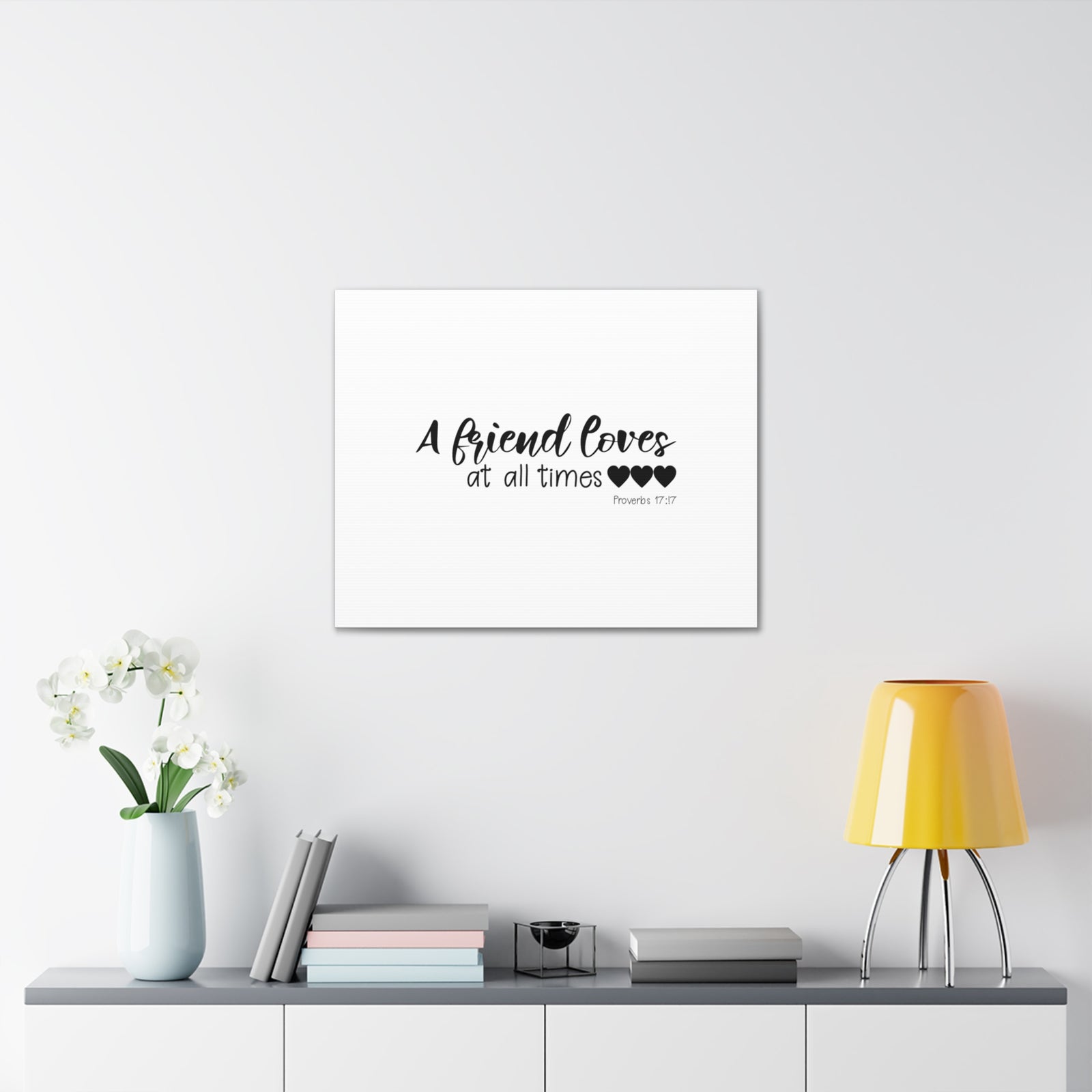 Scripture Walls Proverbs 17:17 A Friend Loves Bible Verse Canvas Christian Wall Art Ready to Hang Unframed-Express Your Love Gifts