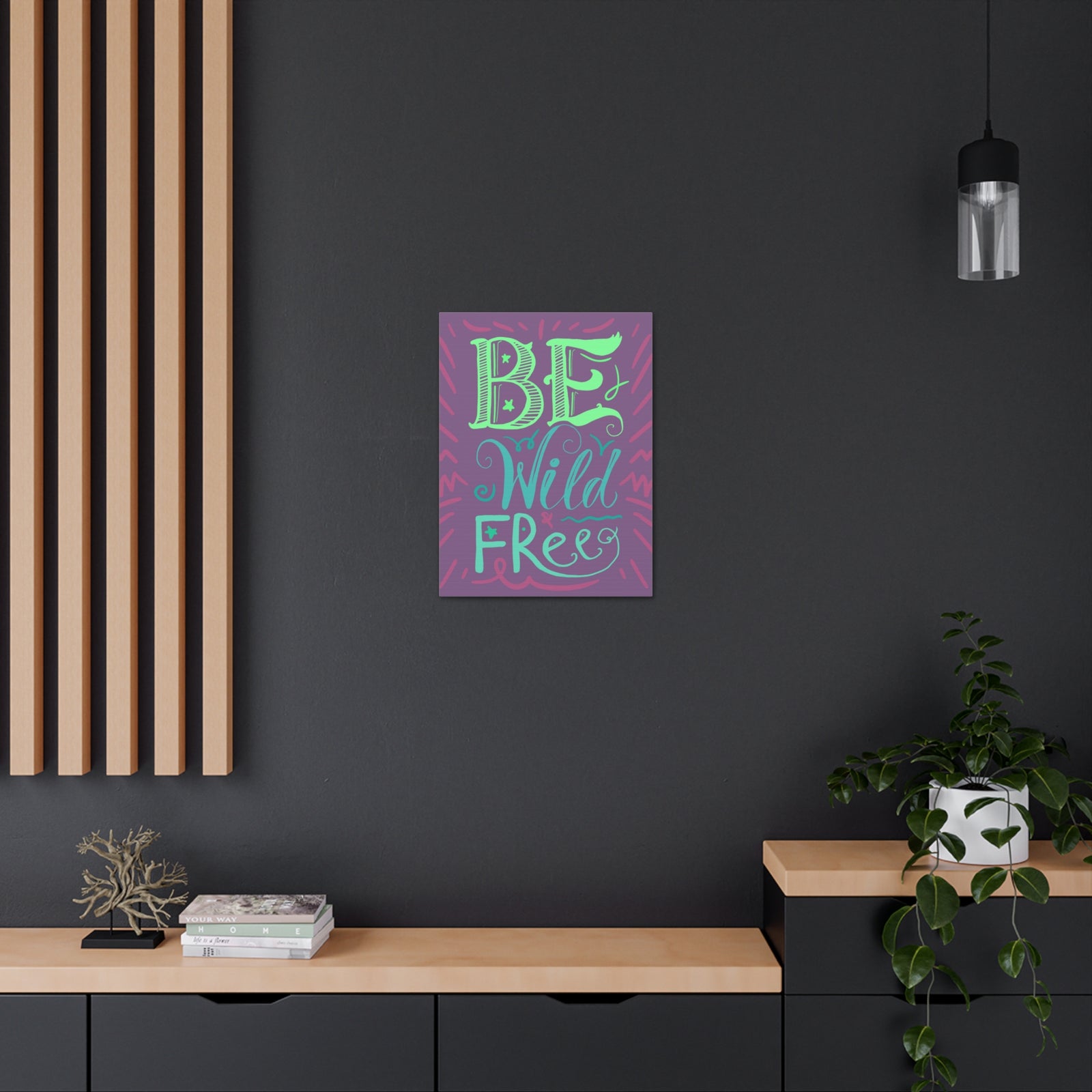 Be Wild And Free Purple Background Inspirational Canvas Wall Art for Home Decor Ready-to-Hang-Express Your Love Gifts