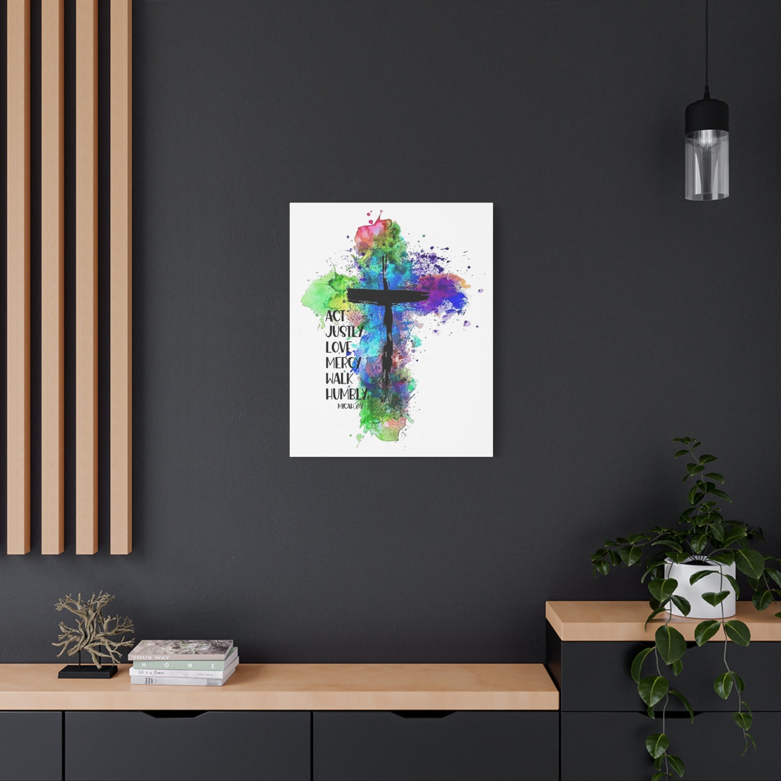 Scripture Walls Micah 6:8 Act Justly Distressed Cross Bible Verse Canvas Christian Wall Art Ready to Hang Unframed-Express Your Love Gifts