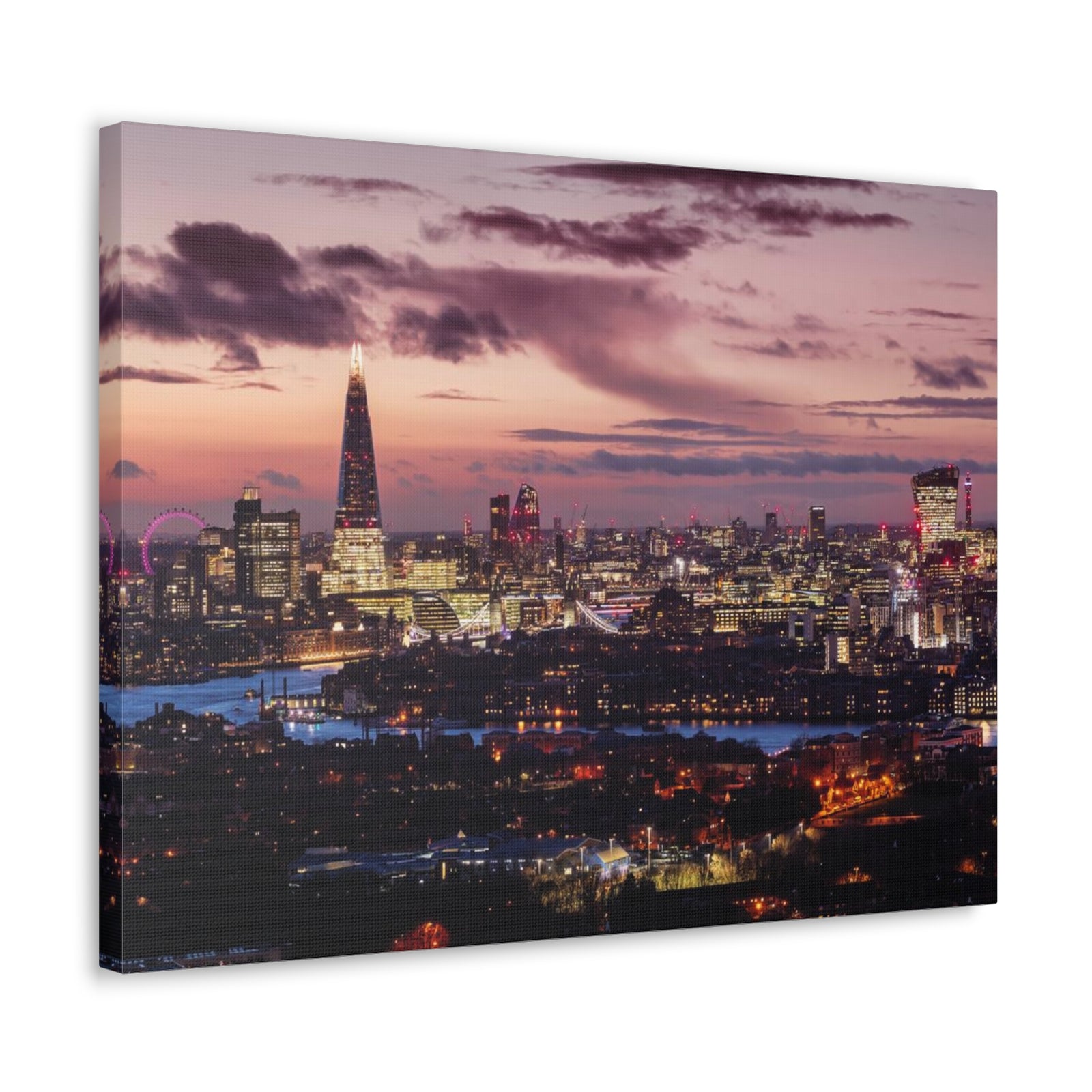London Night Skyline Canvas Artwork High-Quality Breathtaking Stunning Cityscape for Home Decor Ready to Hang-Express Your Love Gifts