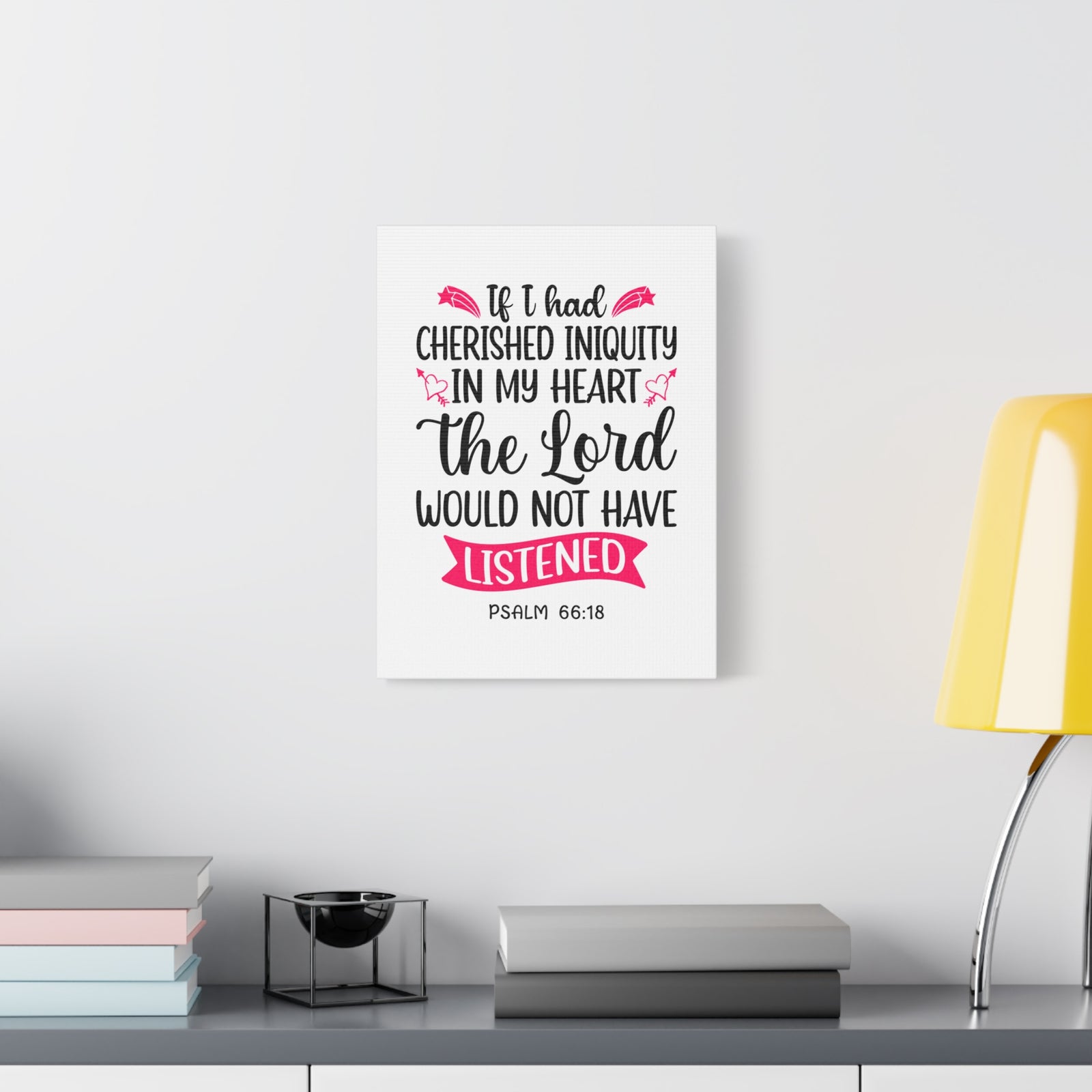 Scripture Canvas In My Heart Psalm 66:18 Christian Wall Art Bible Verse Print Ready to Hang-Express Your Love Gifts