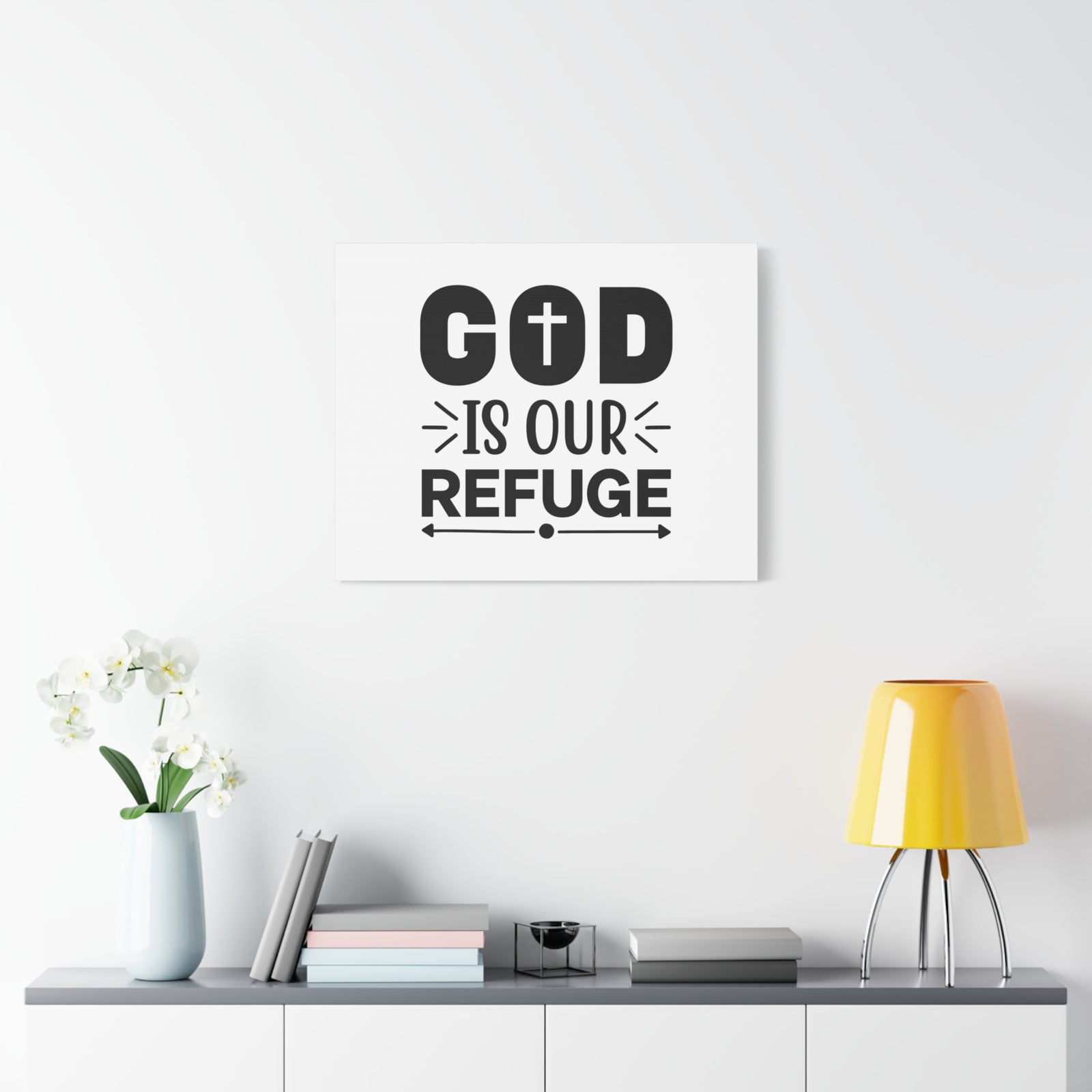 Scripture Canvas God Is Our Refuge Psalm 46:1 Christian Wall Art Bible Verse Print Ready to Hang-Express Your Love Gifts