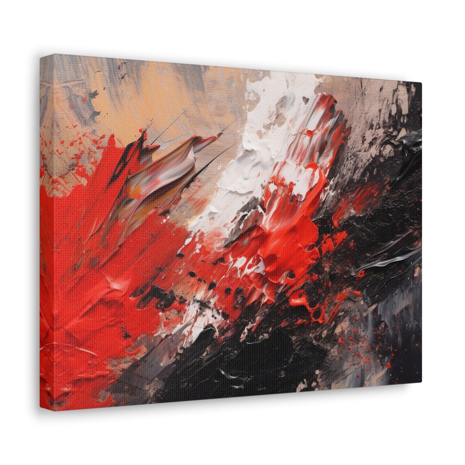 Abstract Oil Painting White Red Black Brushstrokes Painting Canvas Wall Art for Home Decor Ready-to-Hang-Express Your Love Gifts