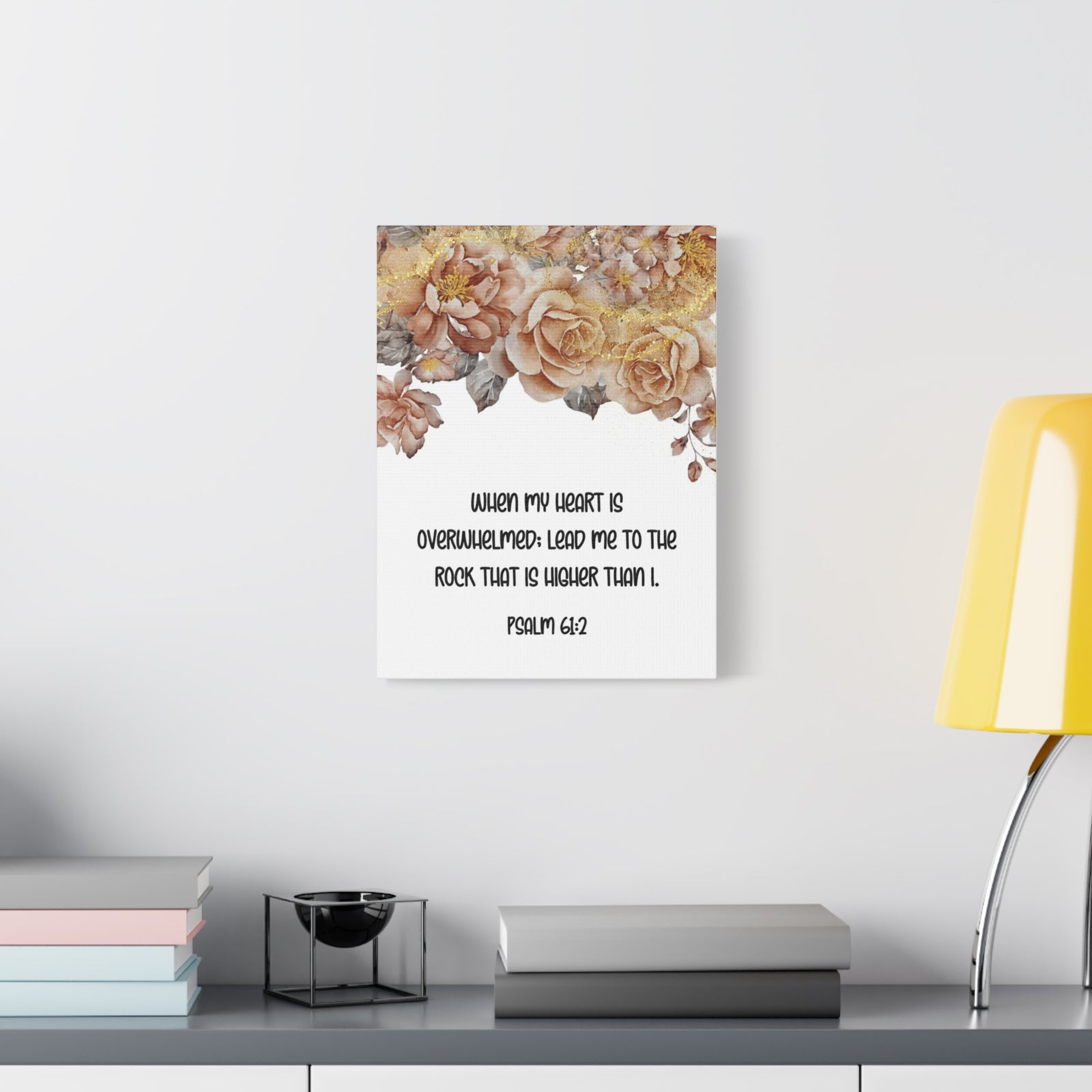 Scripture Walls Higher Than I Psalm 61:2 Floral Bible Verse Canvas Christian Wall Art Ready to Hang-Express Your Love Gifts