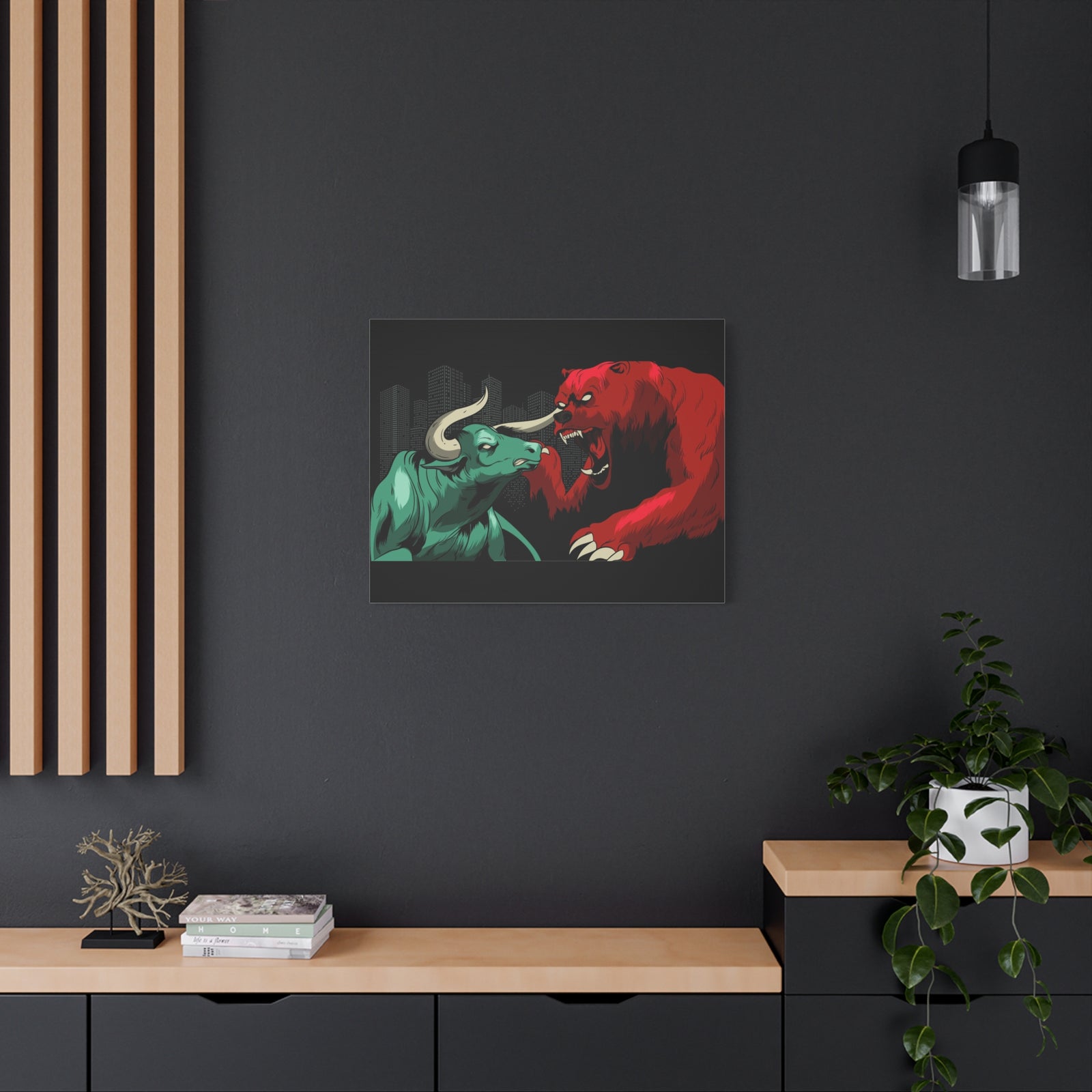 Copy of Stock Market Wall Art Bull vs Bear Battling for Wealth Wall Street Trading Art Canvas-Express Your Love Gifts