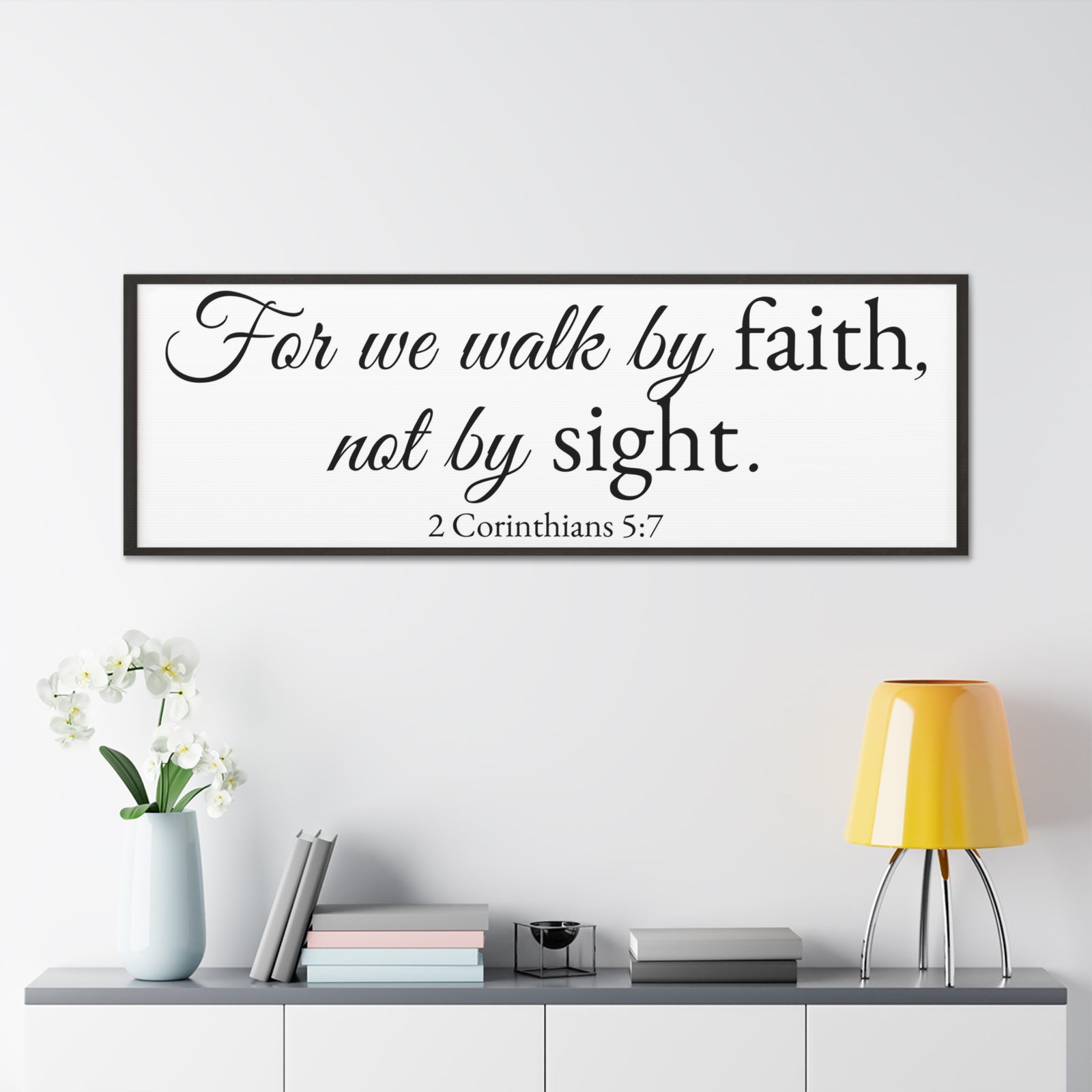 Scripture Walls 2 Corinthians 5:7 White Bible Verse Canvas Christian Wall Art Ready to Hang Unframed-Express Your Love Gifts